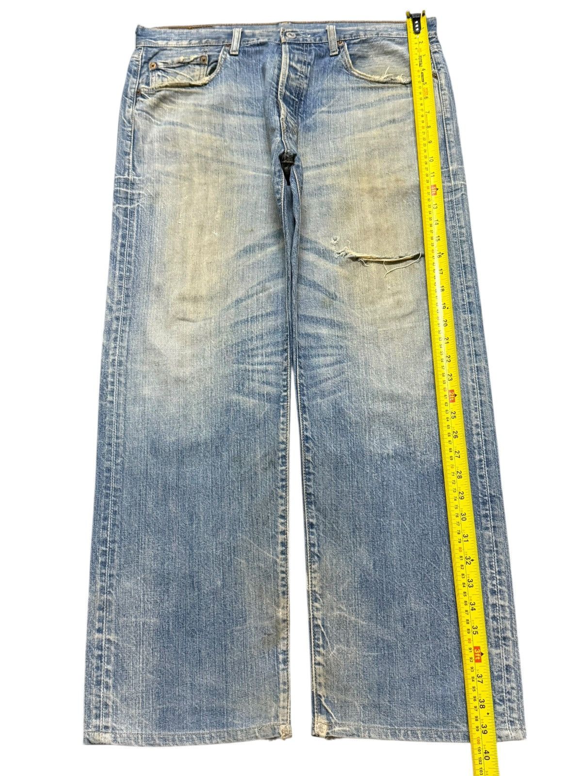 Levi's Vtg 90s Levis 501 Mud Wash Faded Whisker Wide Leg Straight Size US 36 / EU 52 - 12 Thumbnail