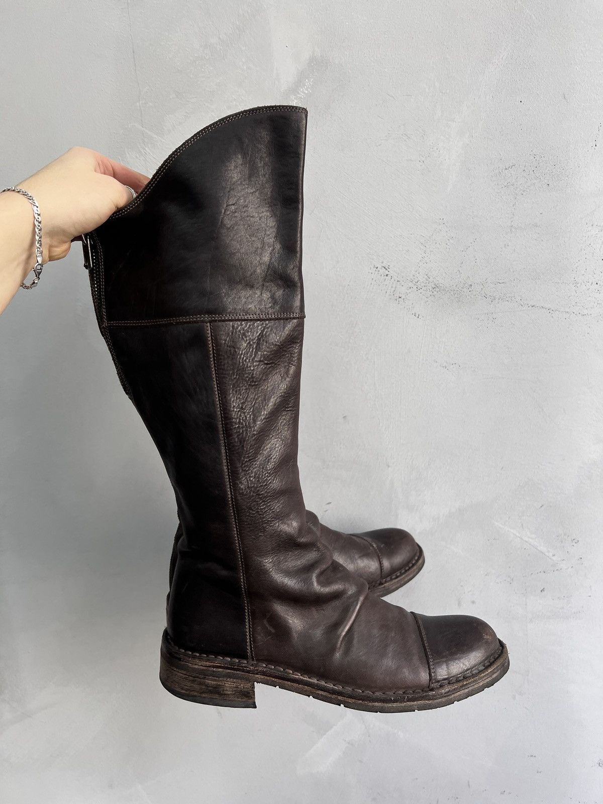 A.S.98 High long leather boots front zip Guidi style boots y2k Size US 8.5 / IT 38.5 - 2 Thumbnail