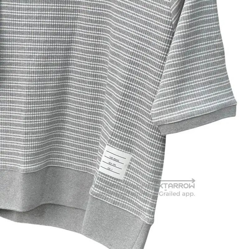 Thom Browne Thom Browne Gray Striped Cotton Short Sleeve Tee . Size US M / EU 48-50 / 2 - 4 Thumbnail