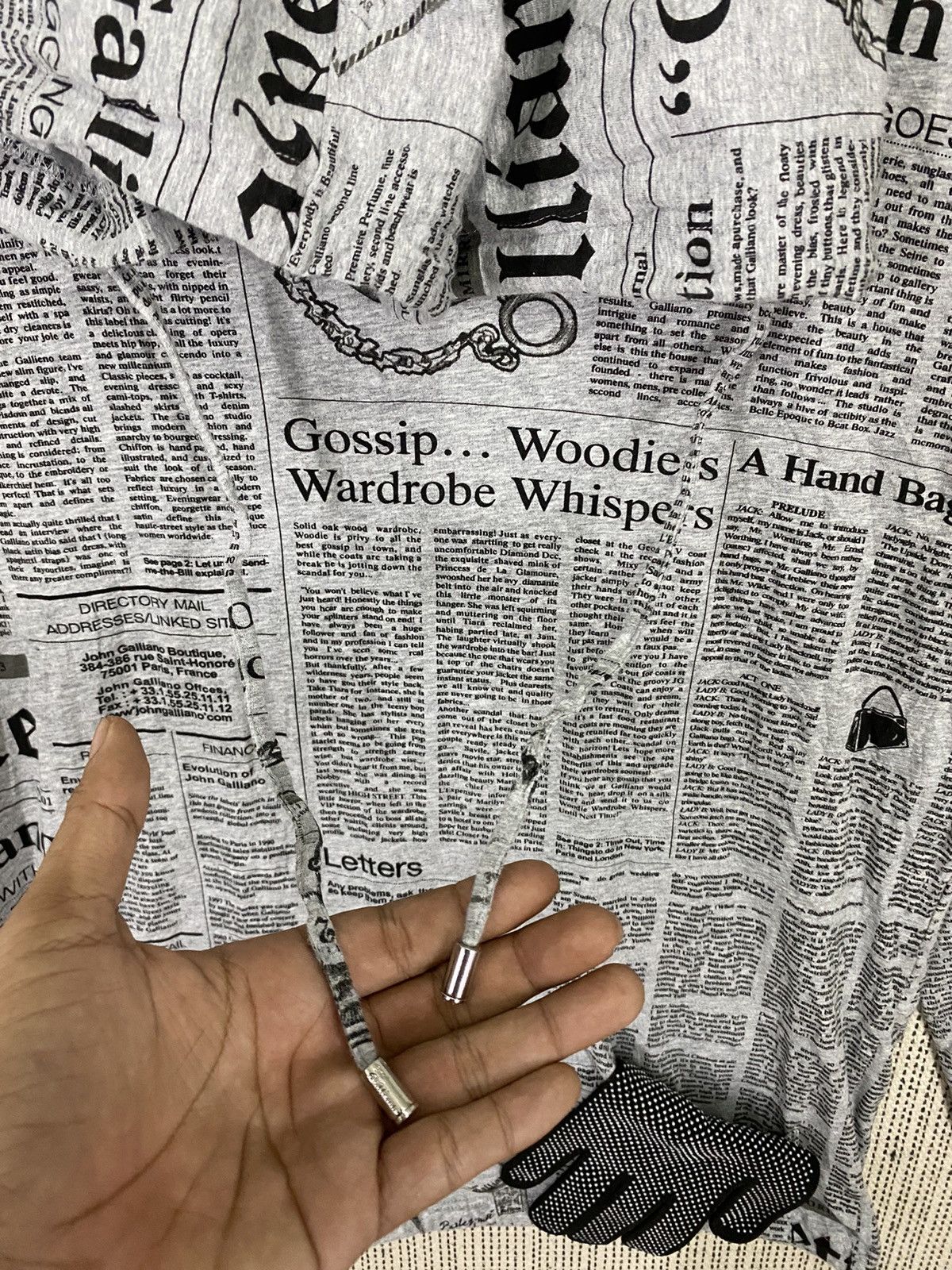 Designer SUPERARESs05 John galliano newspaper hoodie very rare design Size US M / EU 48-50 / 2 - 13 Thumbnail