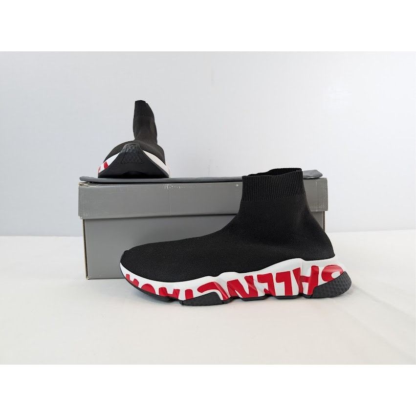 Balenciaga o1rshd1 Speed LT Graffiti Sneakers in Black / White / Red Size US 8 / EU 41 - 20 Thumbnail