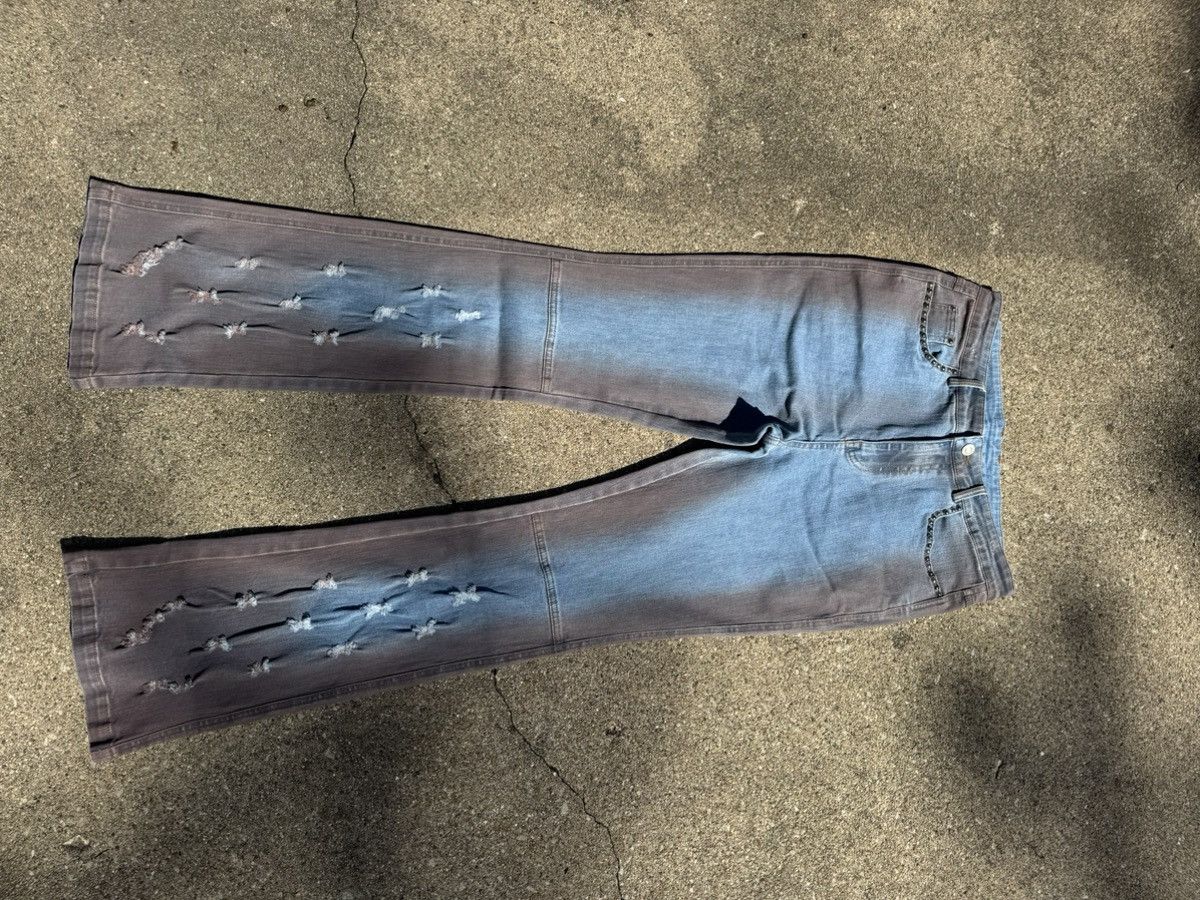 Hysteric Glamour Studded Grunge Flare Jeans Washed Size US 32 / EU 48 - 3 Thumbnail
