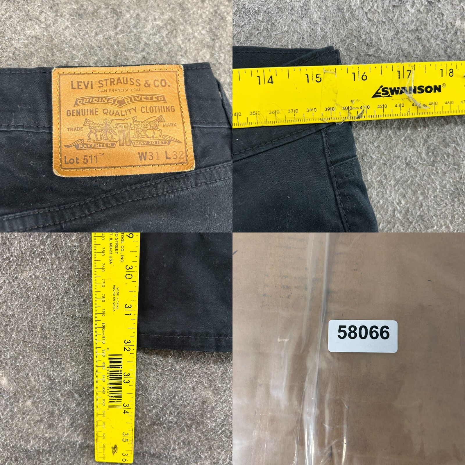 Levi's Levi's 511 Jeans Mens 31x32 Black Skinny Slim Fit Dark Wash Stretch Cotton Denim Zip Pockets Logo Zipper Regular Inseam 32 Size US 31 - 8 Thumbnail