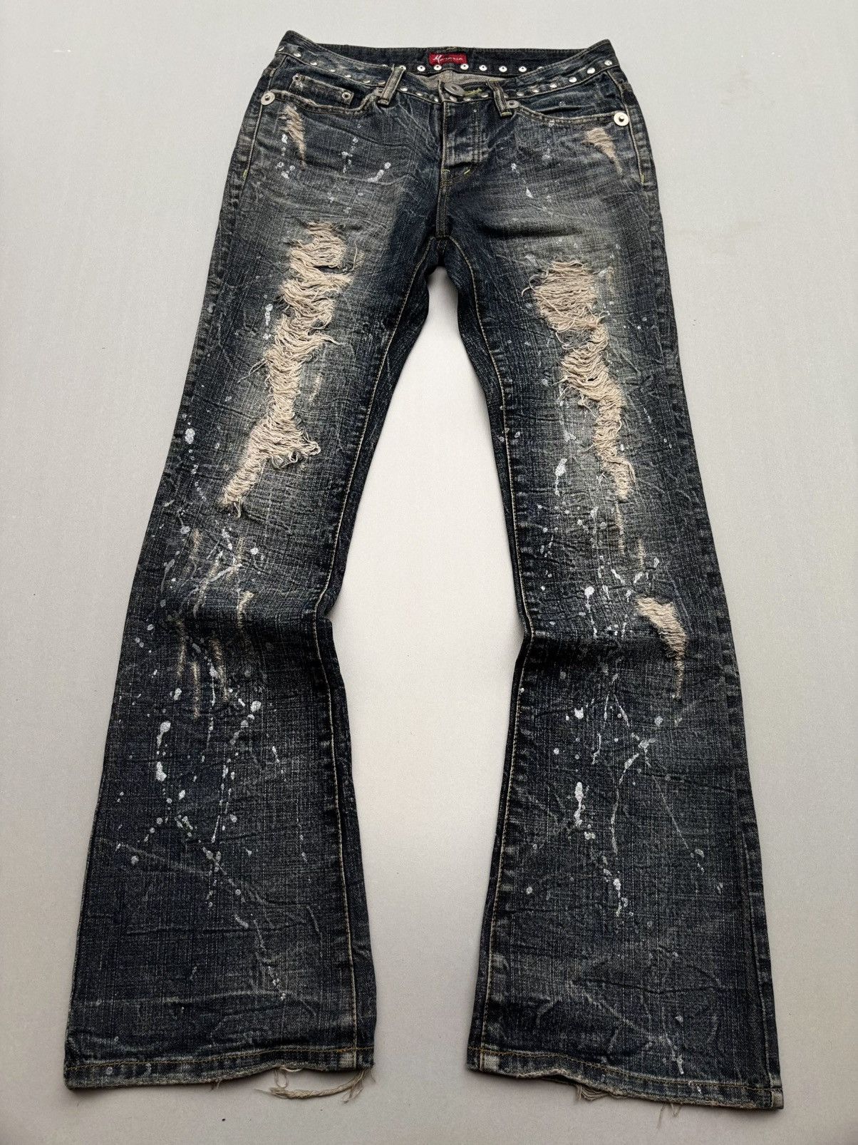 Japanese Brand Maraxia distressed flare jeans Size US 27 - 1 Thumbnail