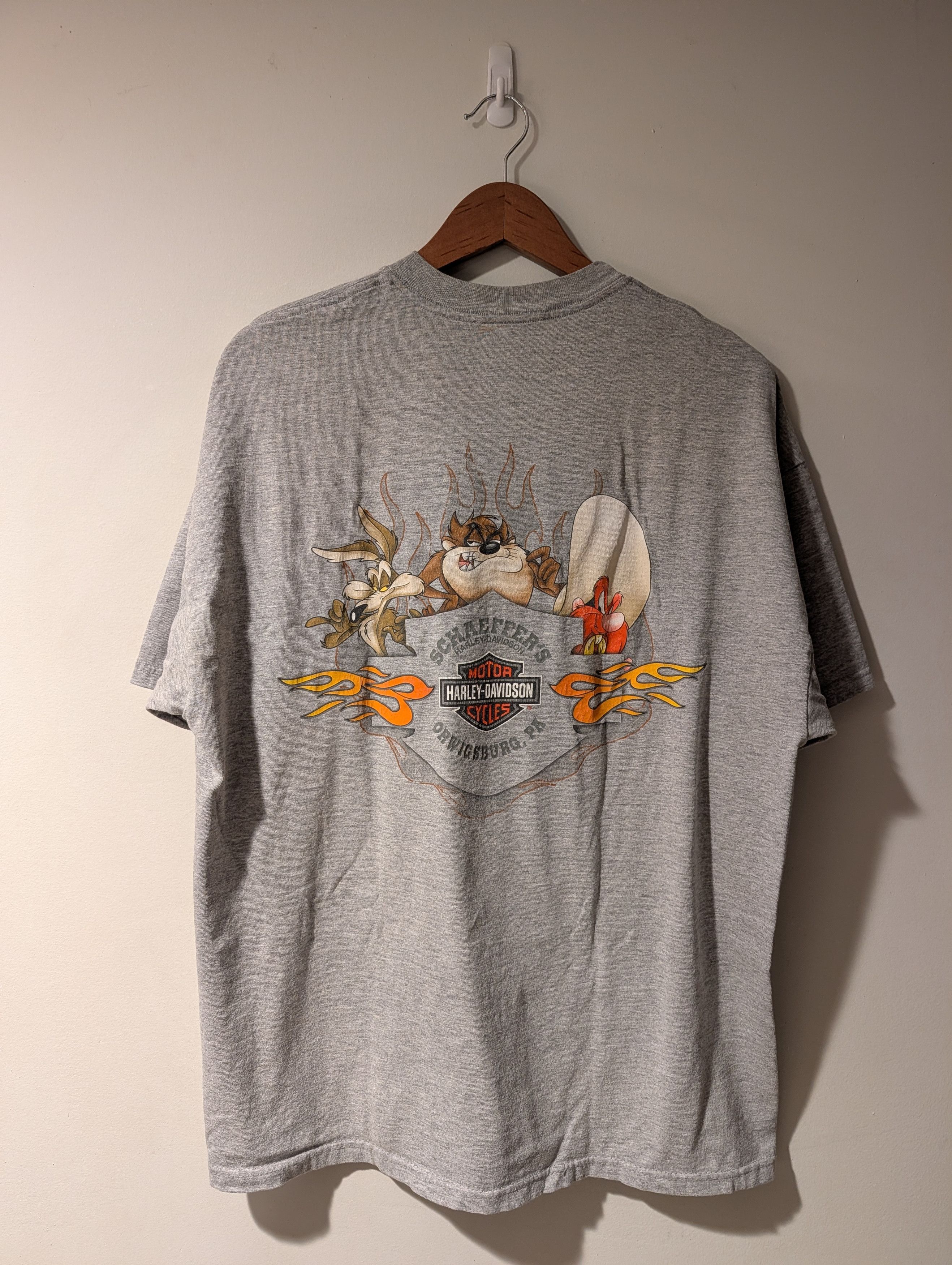 Harley Davidson Vintage 90s Harley-Davidson Looney Tunes T-Shirt Orwigsburg Size US XL / EU 56 / 4 - 7 Thumbnail