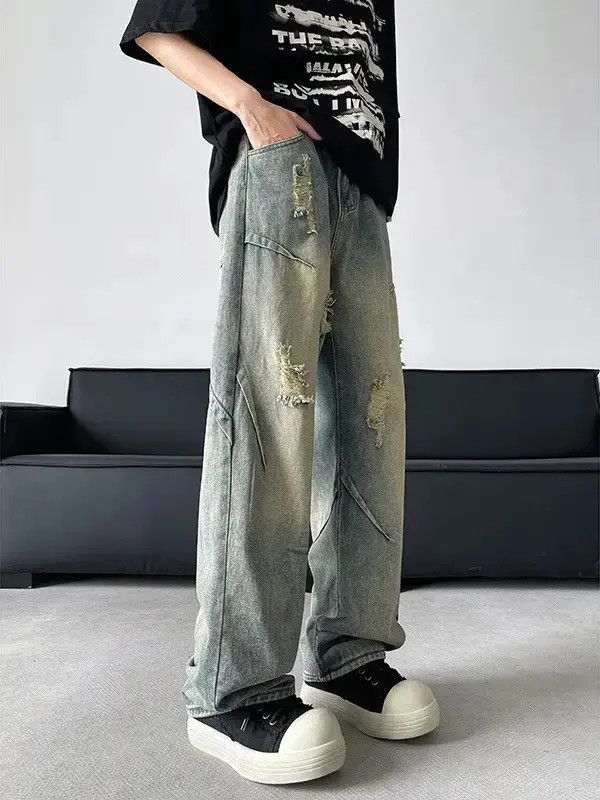 Japanese Brand Retro loose straight leg micro flared jeans Size US 32 / EU 48 - 3 Thumbnail