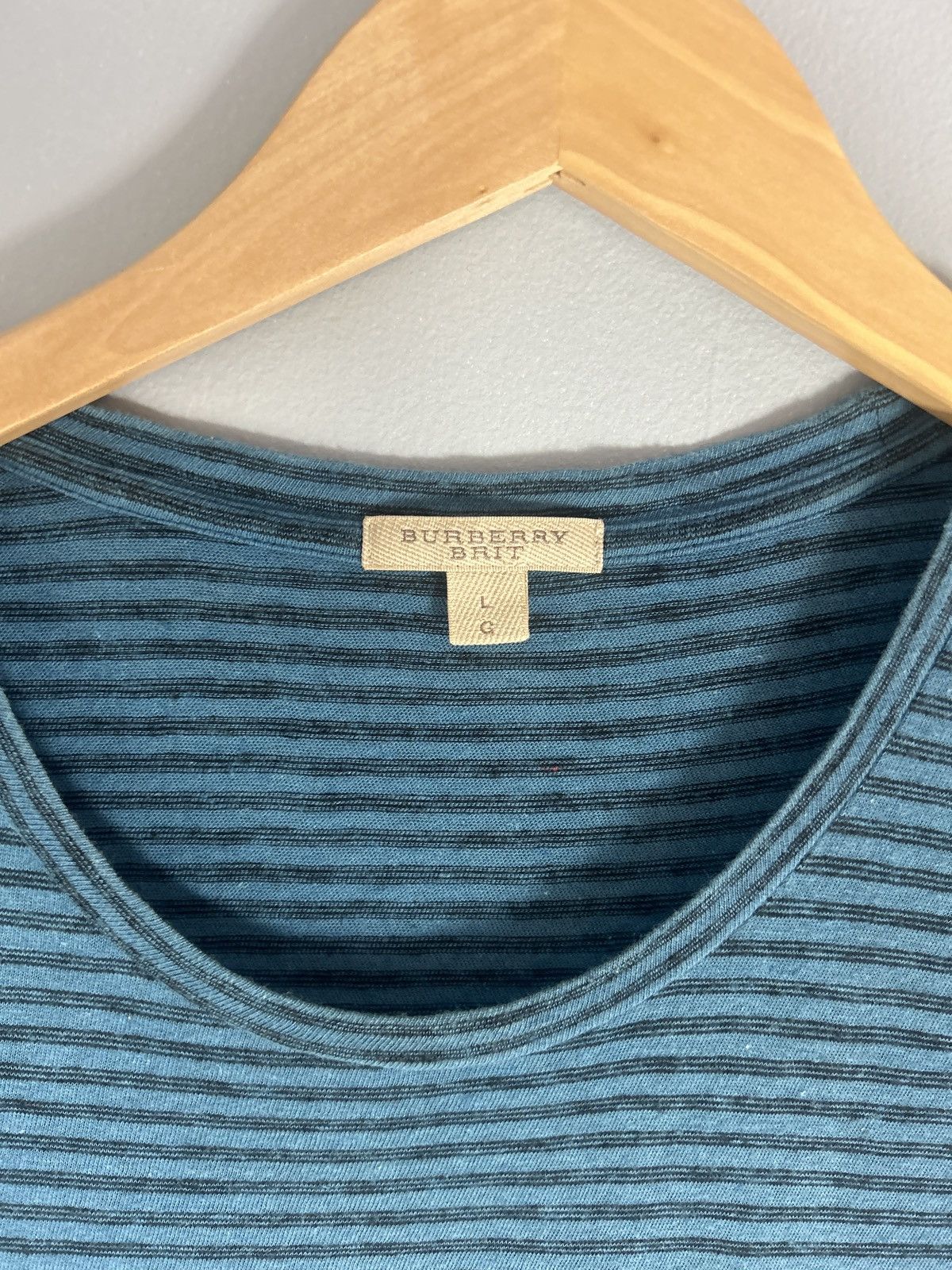 Burberry Burberry Brit Striped Pocket Cotton Linen Blend T-shirt Size US L / EU 52-54 / 3 - 4 Thumbnail