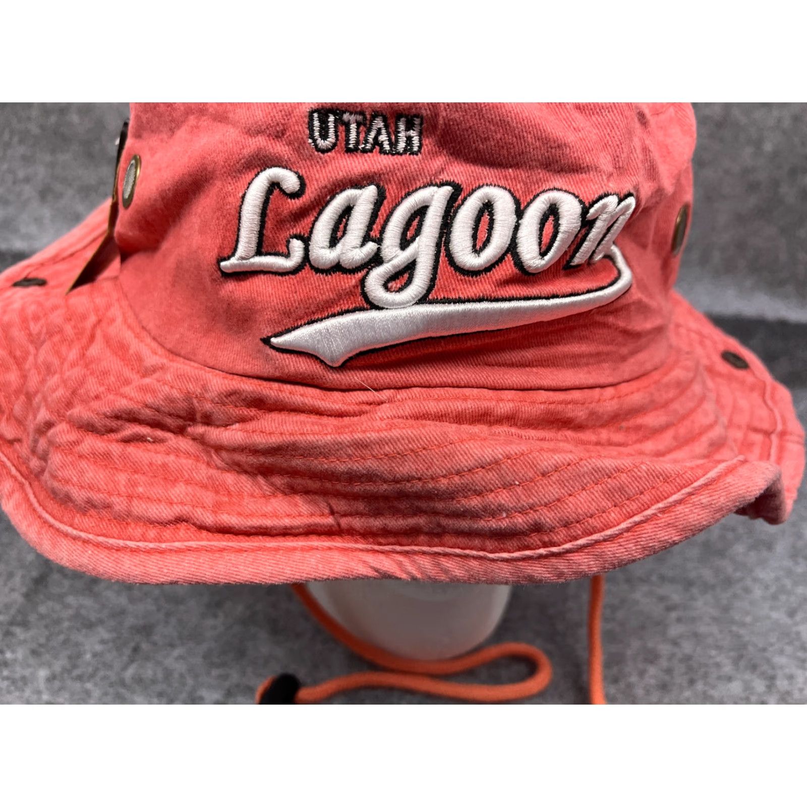 Vintage Lucky 7 Hat Bucket Adult M Red Cotton Fish Hiking Camping Logo 90s None Mens Size ONE SIZE - 3 Thumbnail