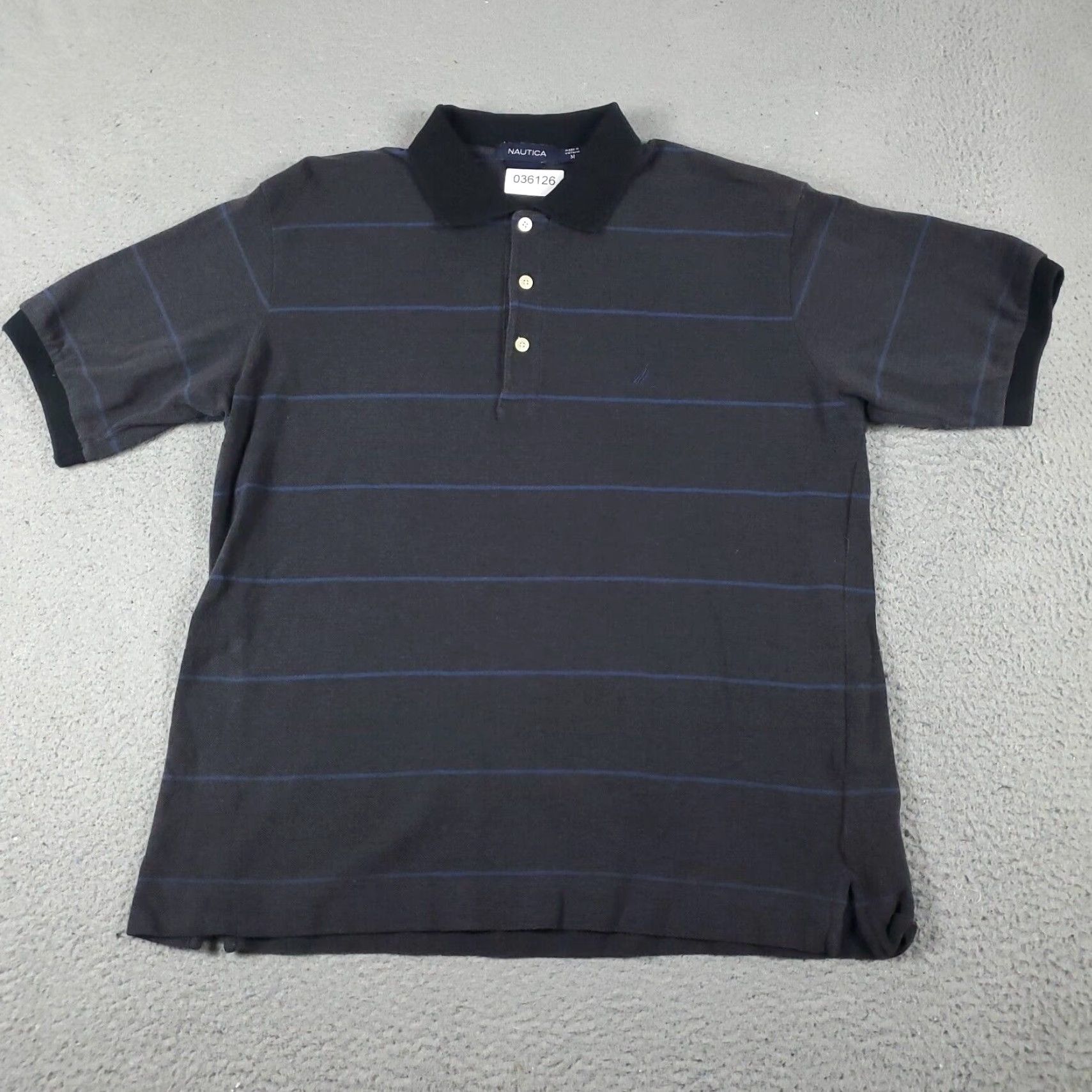 Nautica Nautica Polo Shirt Gray Striped Adult Medium Short Sleeve Casual Mens Size US M / EU 48-50 / 2 - 3 Thumbnail