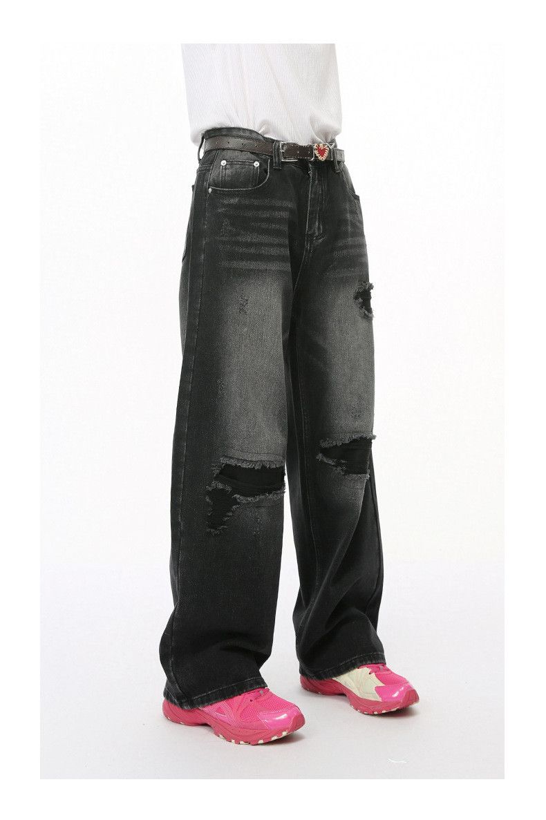 Japanese Brand × Jean Street retro distressed washed ripped jeans wide leg Size US 32 / EU 48 - 5 Thumbnail
