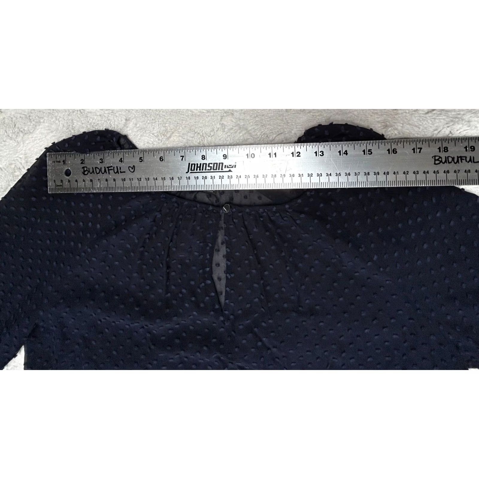 J.Crew J. Crew Women's Top Size 4 Navy Blue Silk Cotton Swiss Dot Blouse Peasant Sheer Shirt Women 4 Navy Blue Silk Cotton Swiss Dot Blouse Peasant Sheer Size S / US 4 / IT 40 - 5 Thumbnail