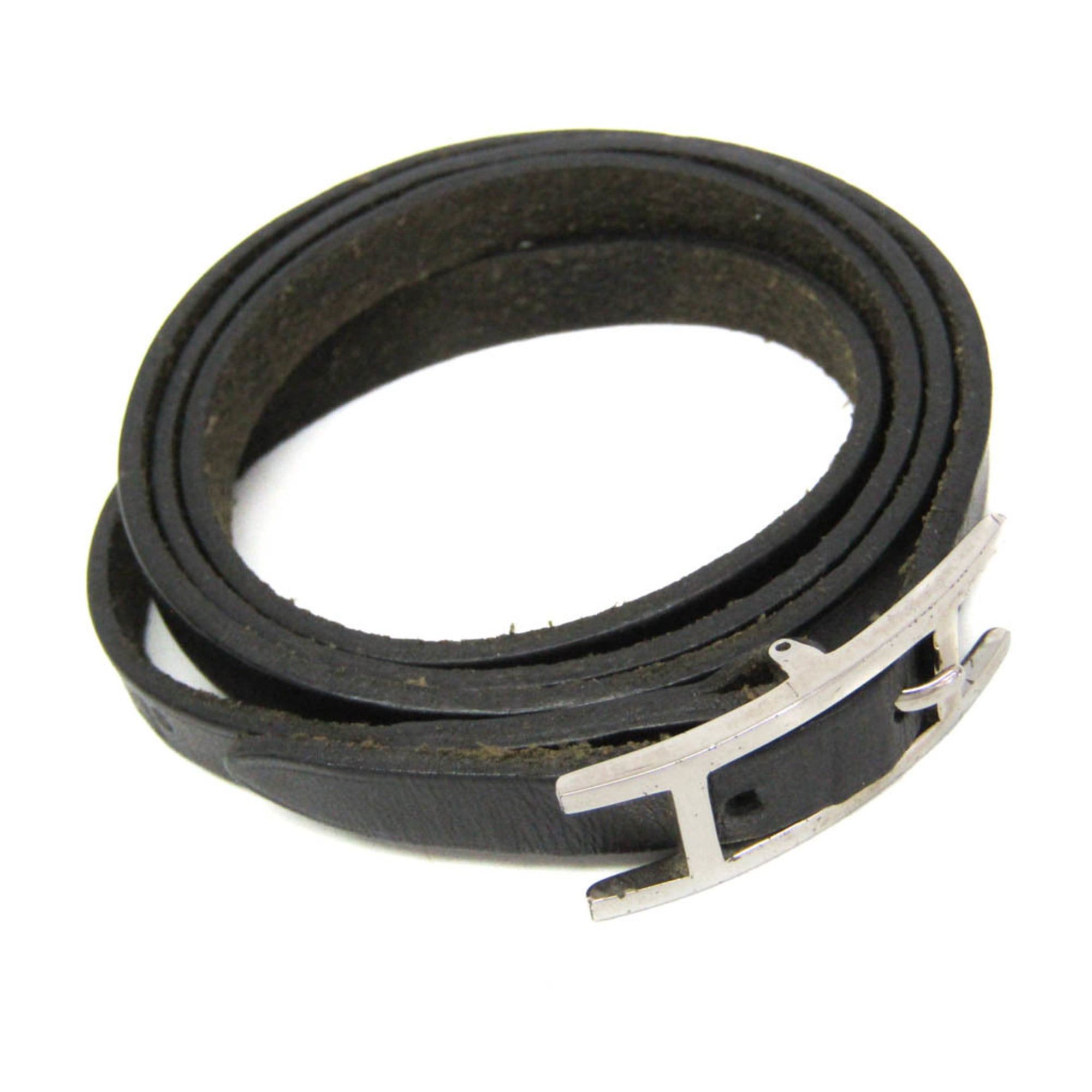 Hermes Hermes Hapi III Choker Leather,Metal Bangle Silver,Black Size ONE SIZE - 1 Thumbnail