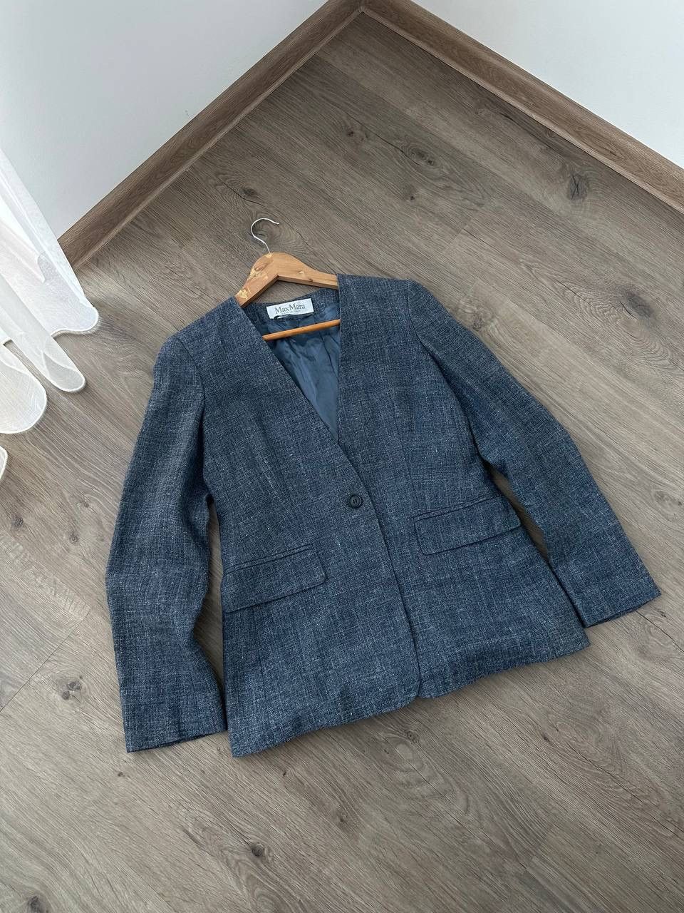 Max Mara × Vintage Vintage Max Mara Blue W’s Blazer Jacket Size M / US 6-8 / IT 42-44 - 13 Thumbnail
