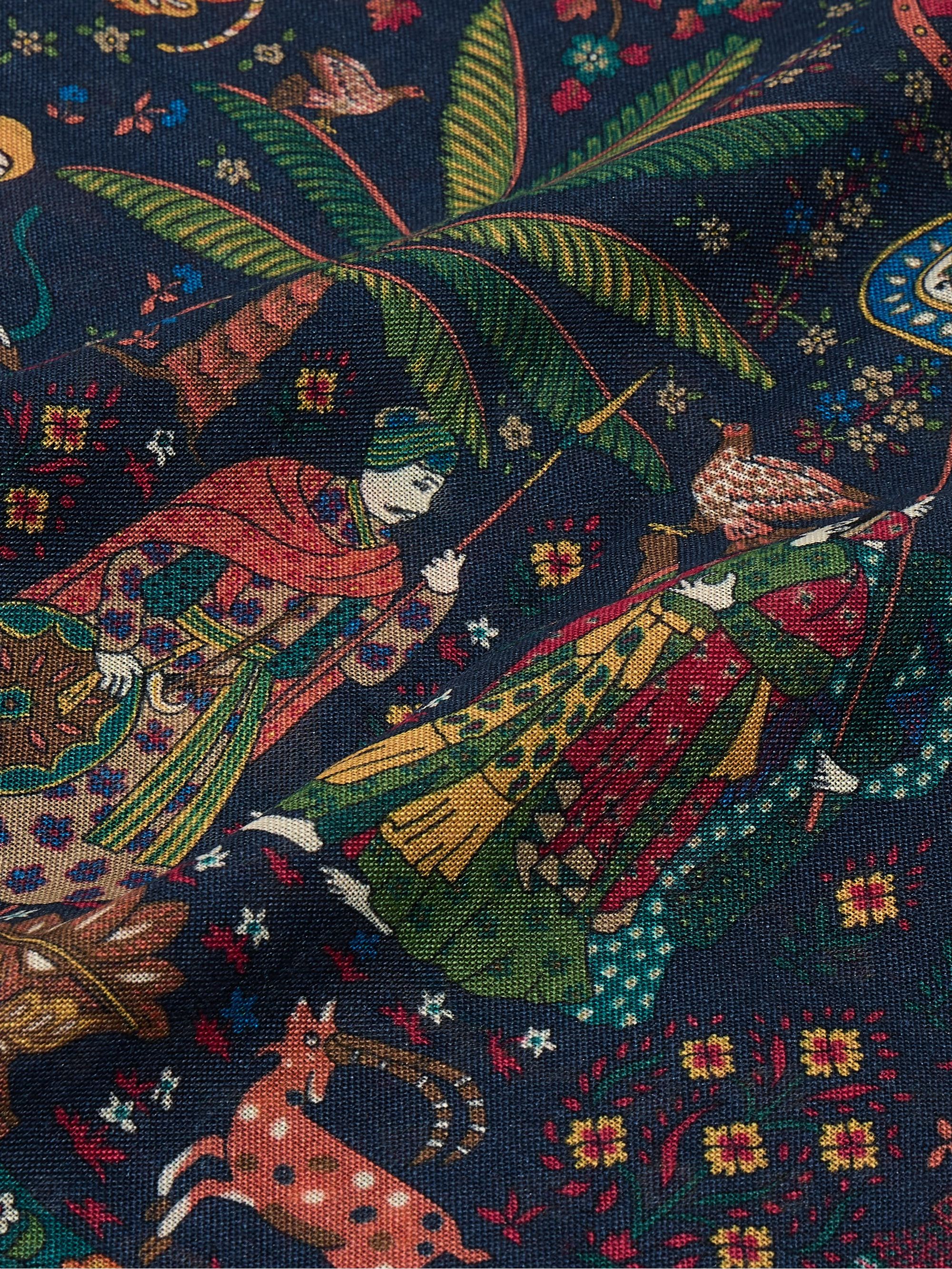 Drake's DRAKE'S Mughal Hunter Frayed Printed silk scarf Size ONE SIZE - 2 Thumbnail