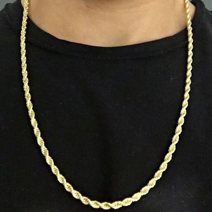 Jewelry Gold Chain Rope Chain Necklace Bundle Set 20in and 24in 4mm Size ONE SIZE - 3 Thumbnail