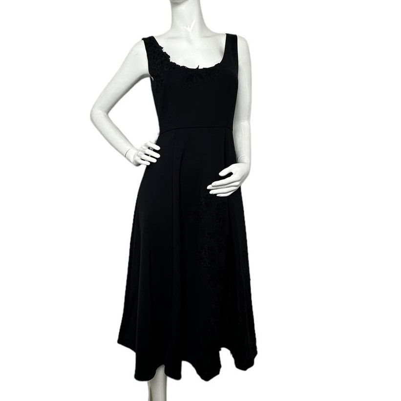 Image of Kate Spade Floral Lace Appliqué Mainline Dress Black Size 4, Women's