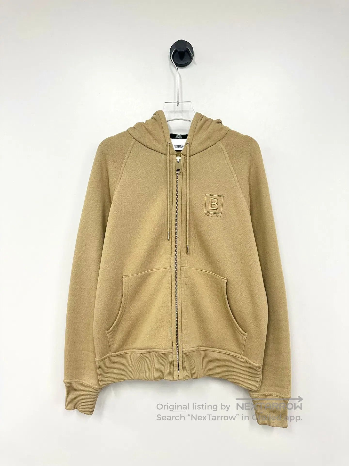 Burberry Burberry Khaki Embroidered Square Logo Zip-up Hoodie| Size US M / EU 48-50 / 2 - 1 Thumbnail