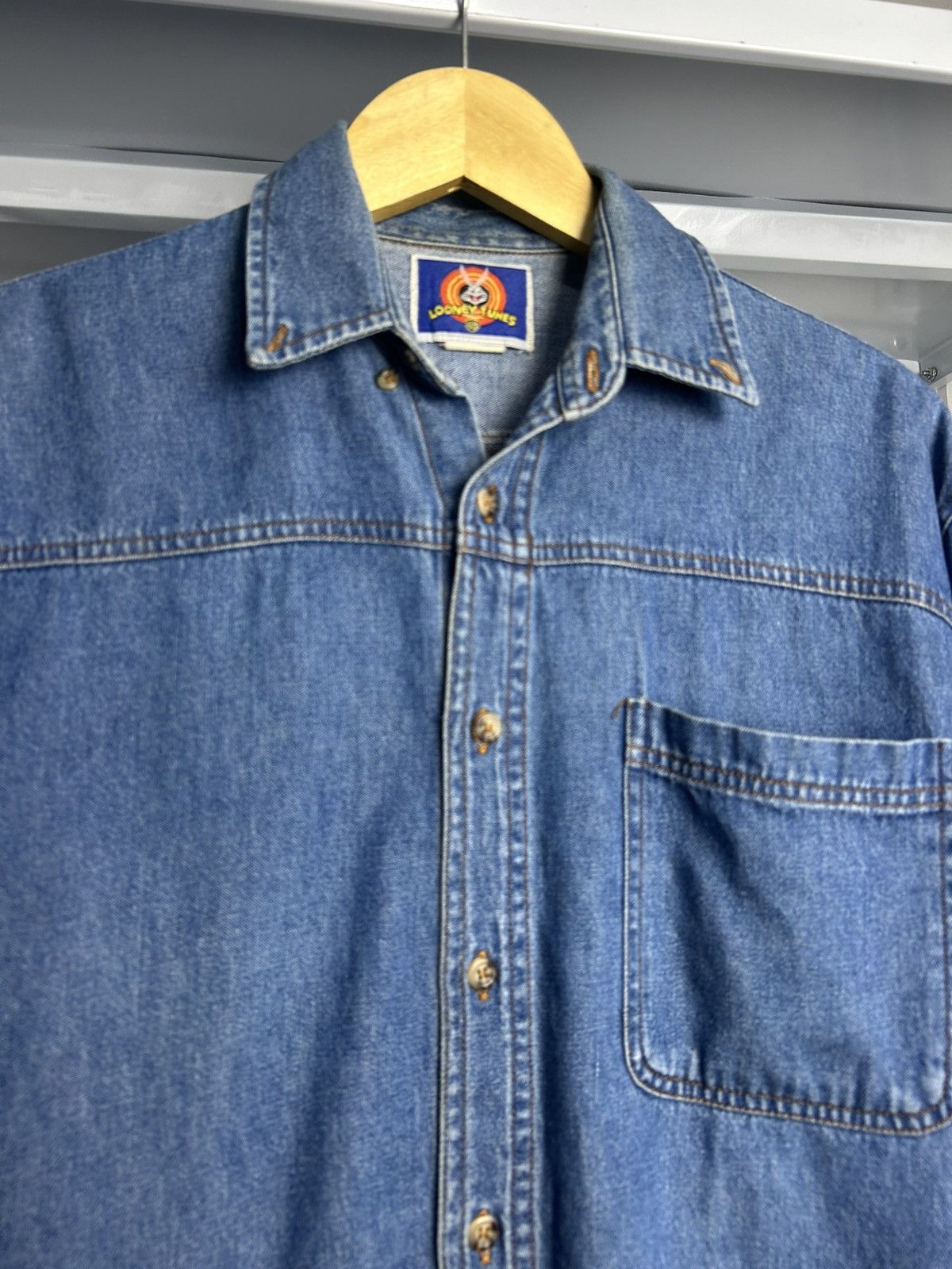 Warner Bros Vintage warner Bros Looney tunes Denim shirt Size US XL / EU 56 / 4 - 3 Thumbnail