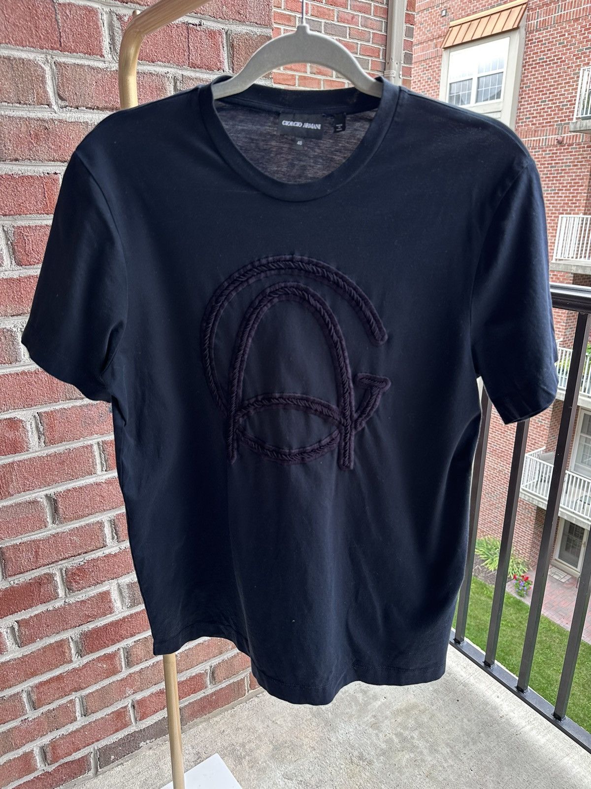 Giorgio Armani logo-embroidered cotton T-shirt $550