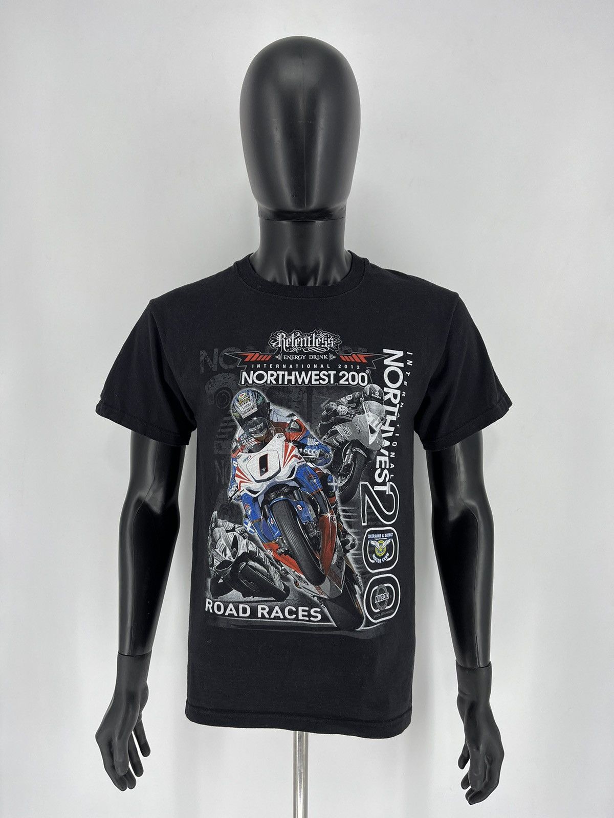 Vintage Vintage 2012 North West 200 Road Racer Honda Moto Black Tee Size US M / EU 48-50 / 2 - 2 Thumbnail