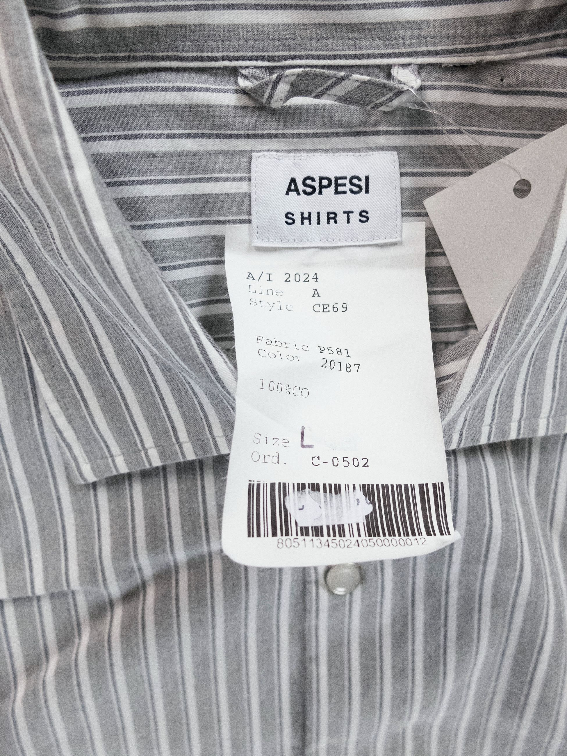 Aspesi ASPESI gray striped flannel cotton dress shirt Size Large Size US L / EU 52-54 / 3 - 3 Thumbnail