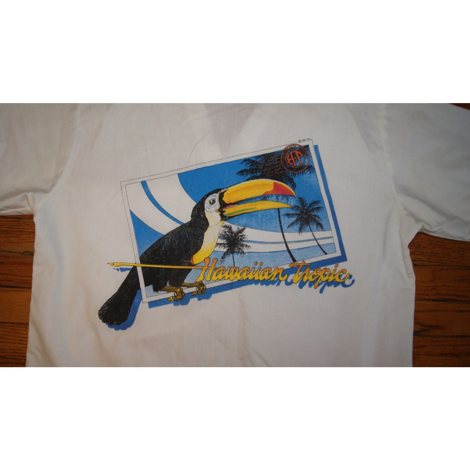 Vintage VTG Hawaiian Tropic VNeck XL Shirt Toucan Palm Pocket 1985 Size US XL / EU 56 / 4 - 4 Thumbnail