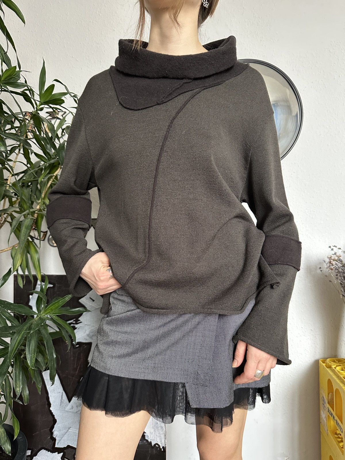 Designer × Seditionaries SULU Wool Blend Cowl Asymmetrical Deconstructive Sweater Size M / US 6-8 / IT 42-44 - 1 Thumbnail