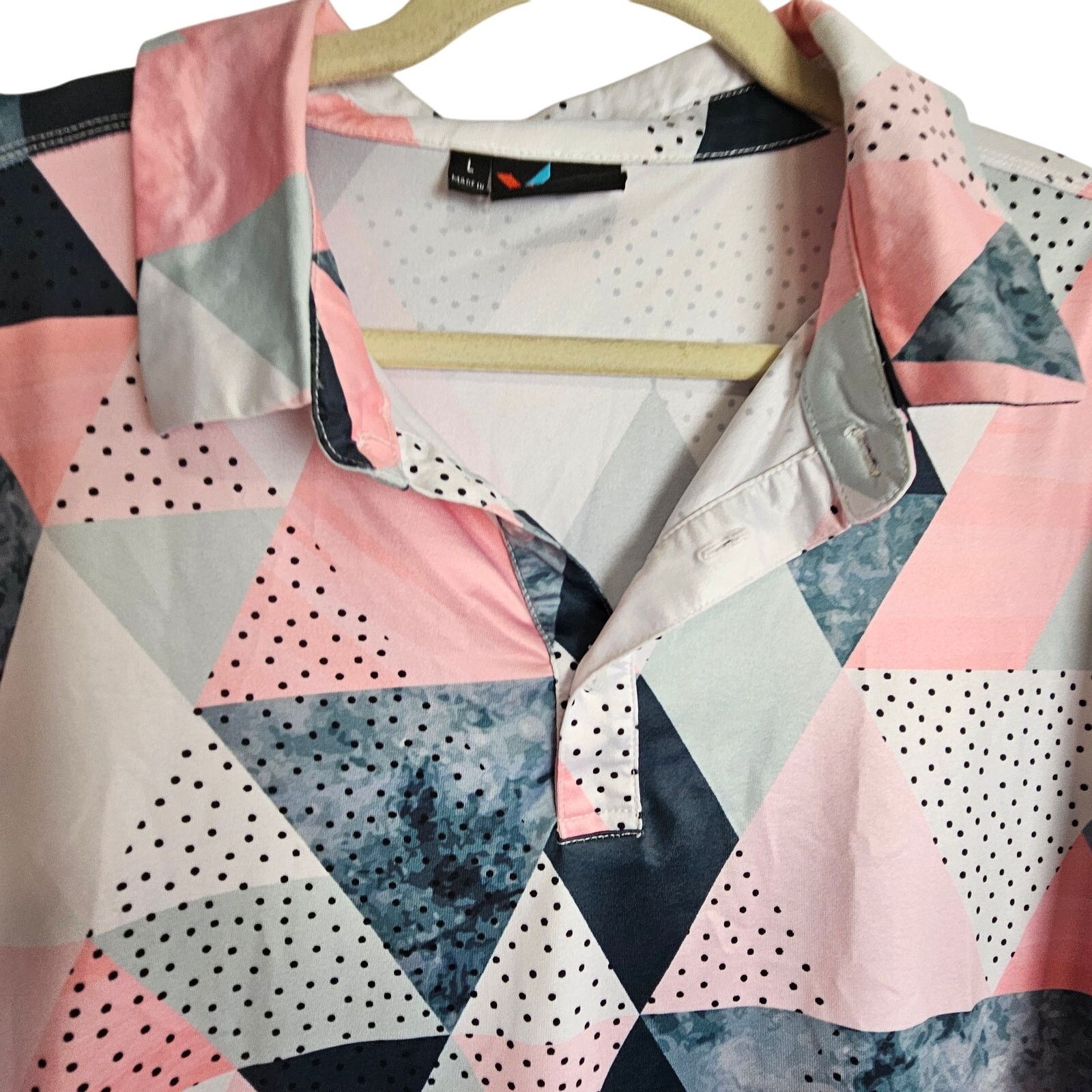 Patta Yatta Mens Geometric Golf Polo Shirt Size L Stretch Active Size US L / EU 52-54 / 3 - 3 Thumbnail