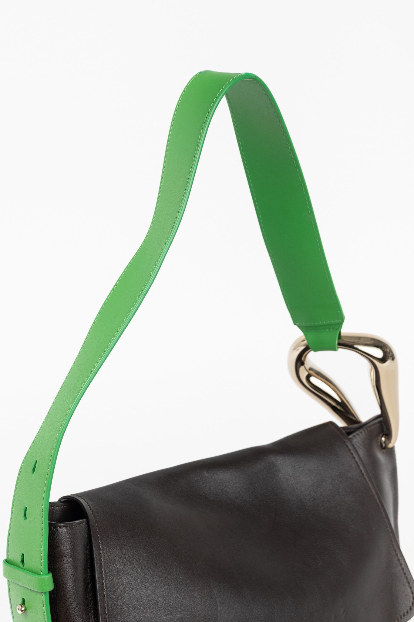 Chloe Chloe Kiss Off Brown Leather Green-Strap Shoulder Bag Size ONE SIZE - 6 Thumbnail
