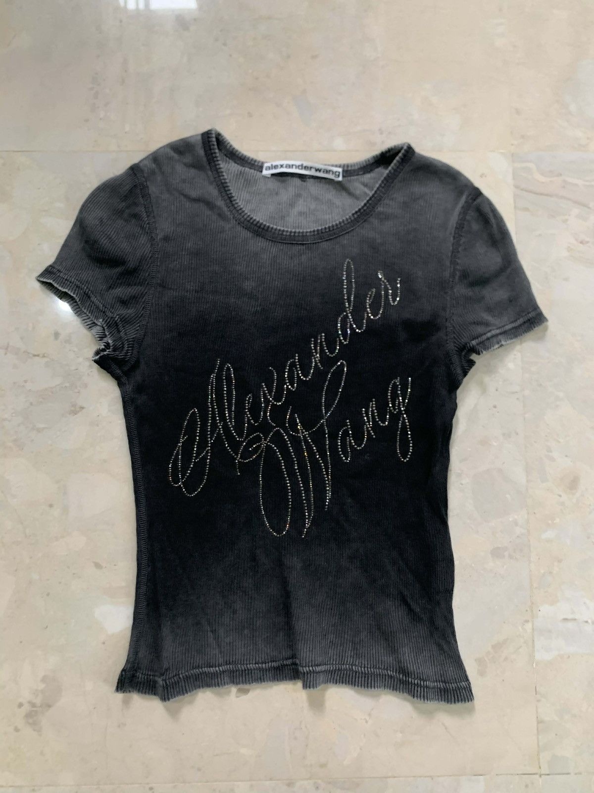 Alexander Wang Alexander Wang Hotfix Cursive-logo cotton T-shirt Size M / US 6-8 / IT 42-44 - 3 Thumbnail