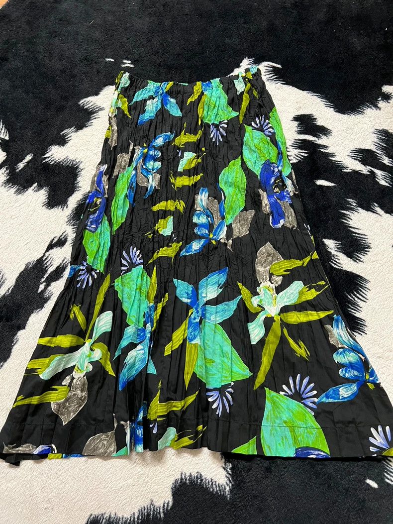 Issey Miyake Issey Miyake size:L Green plant pleated skirt Size 22" - 6 Thumbnail
