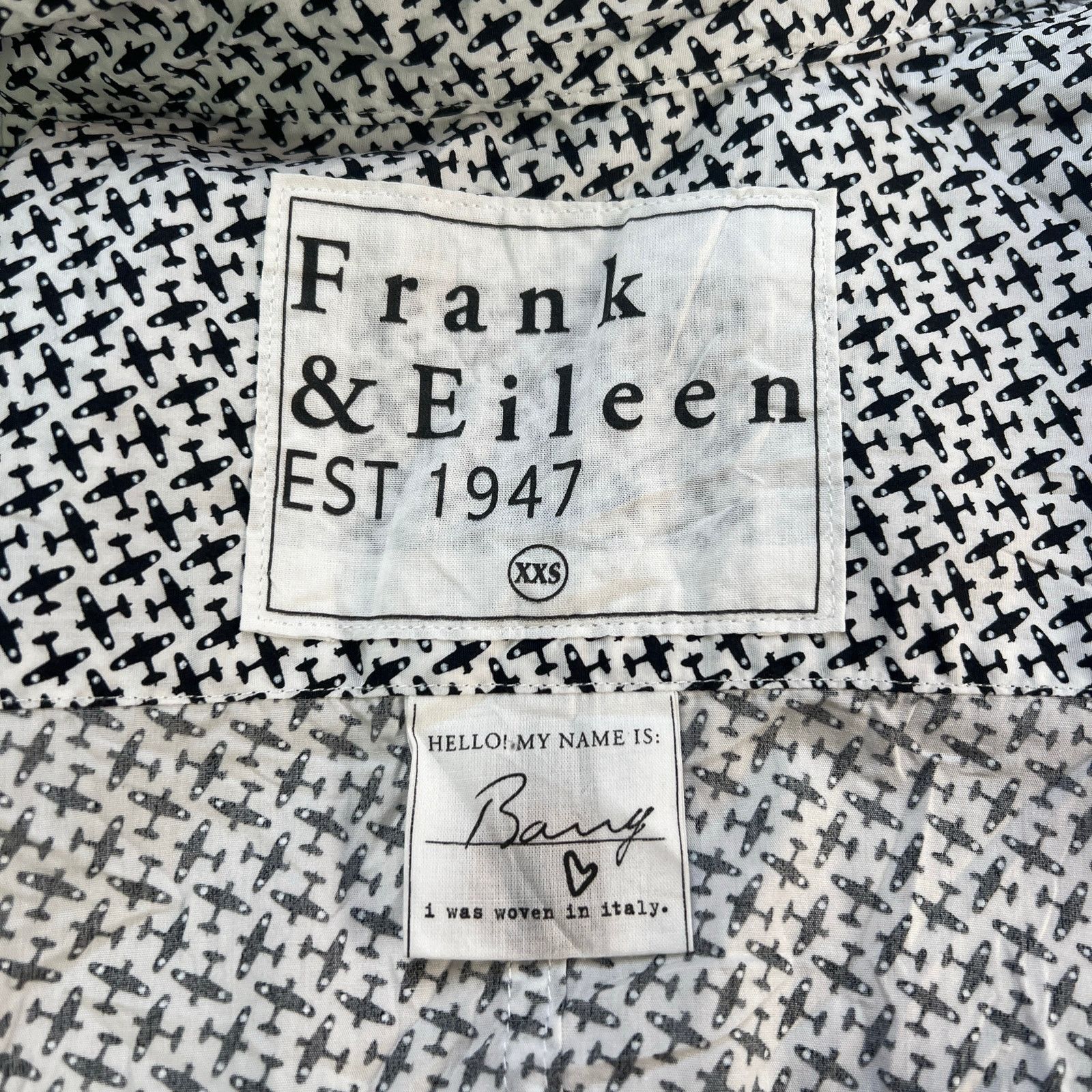 Frank & Eileen Frank & Eileen Barry Black White Airplane Print Cotton Shirt Size XXS / US 00 / IT 34 - 3 Thumbnail