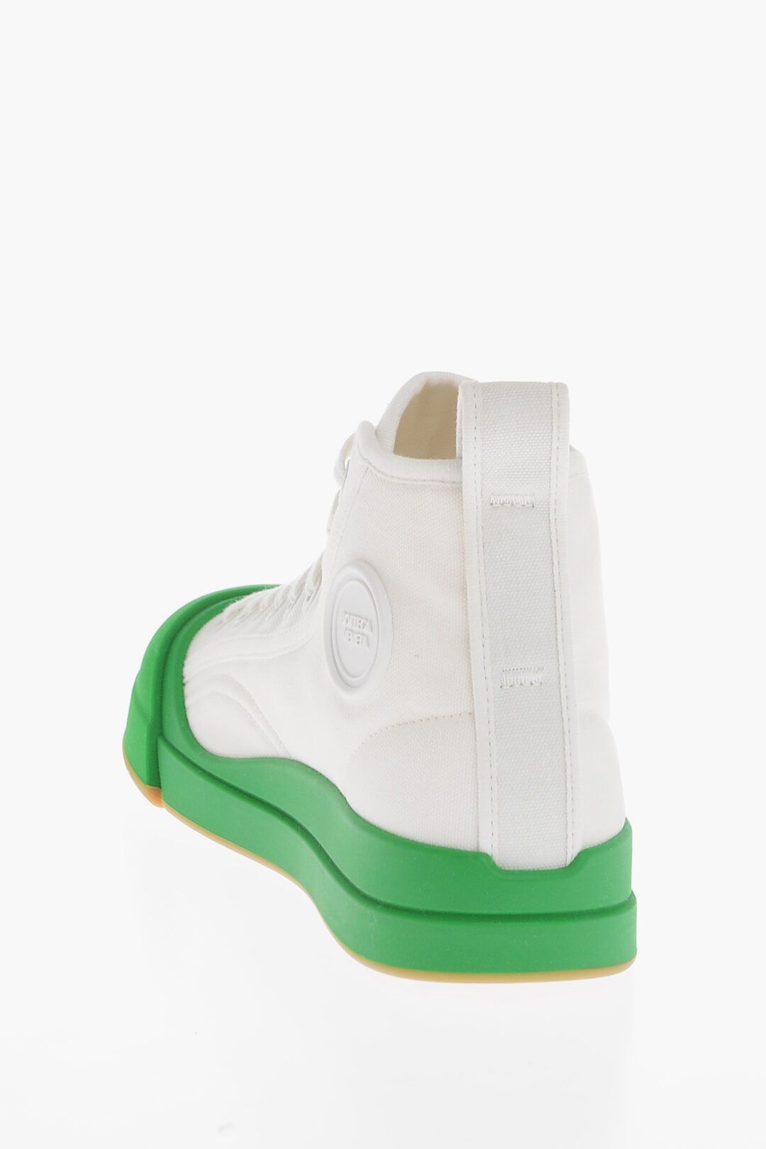 Bottega Veneta og1mm0825 Canvas Vulcan Hi-Top Sneakers in White/Green Size US 5 / IT 35 - 3 Thumbnail