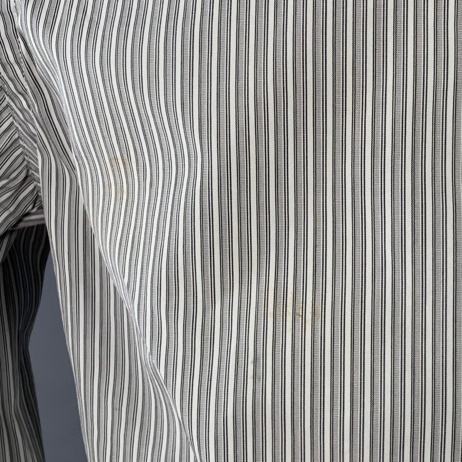 Burberry Prorsum Size S White Grey Stripe Cotton One Pocket Long Sleeve Shirt Size US S / EU 44-46 / 1 - 6 Thumbnail