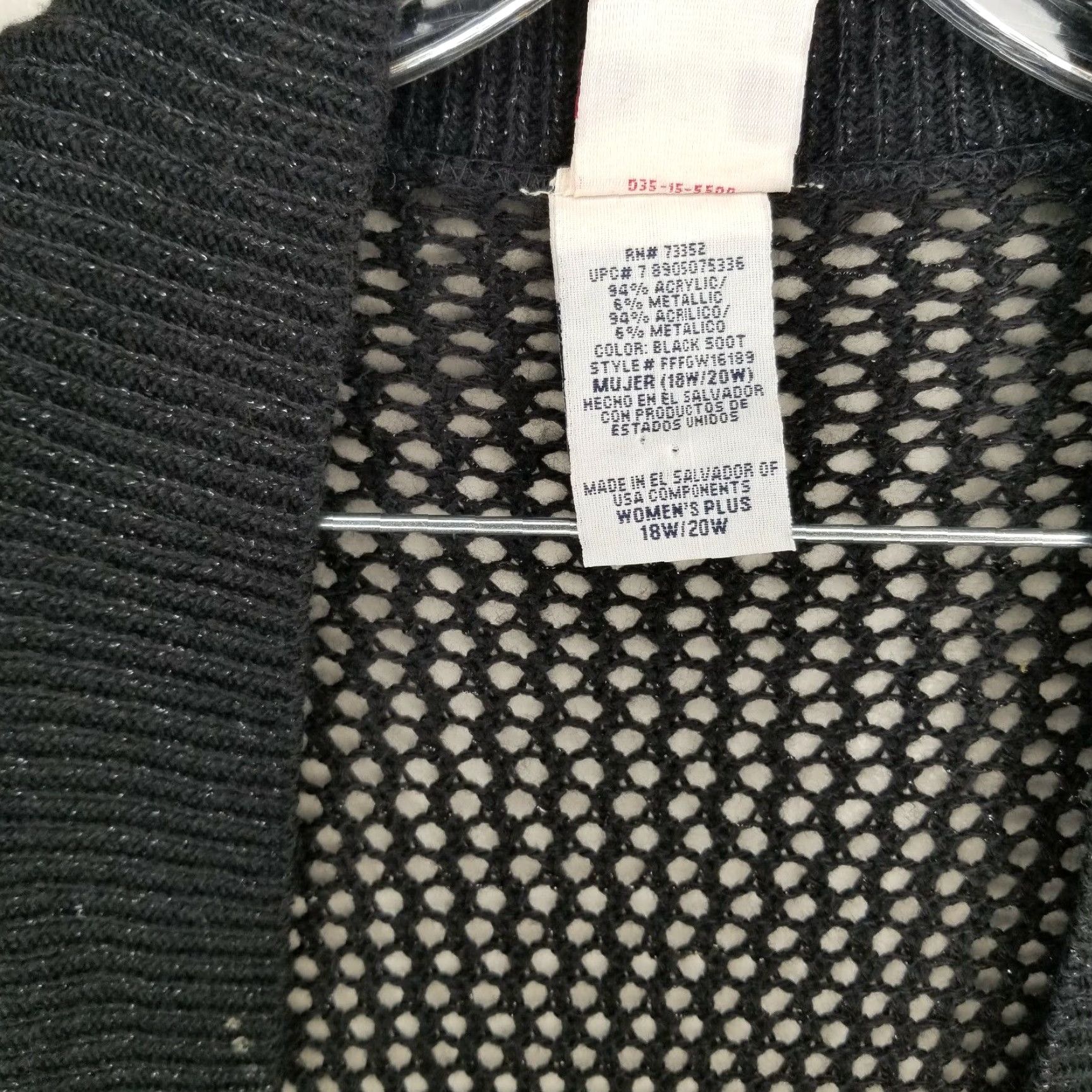 Faded Glory VINTAGE Faded Glory Cardigan Knit Sweater Women Plus Size 18W Black Womens Cardigan 18W/20W Size XXL / US 16-18 / IT 52-54 - 4 Thumbnail
