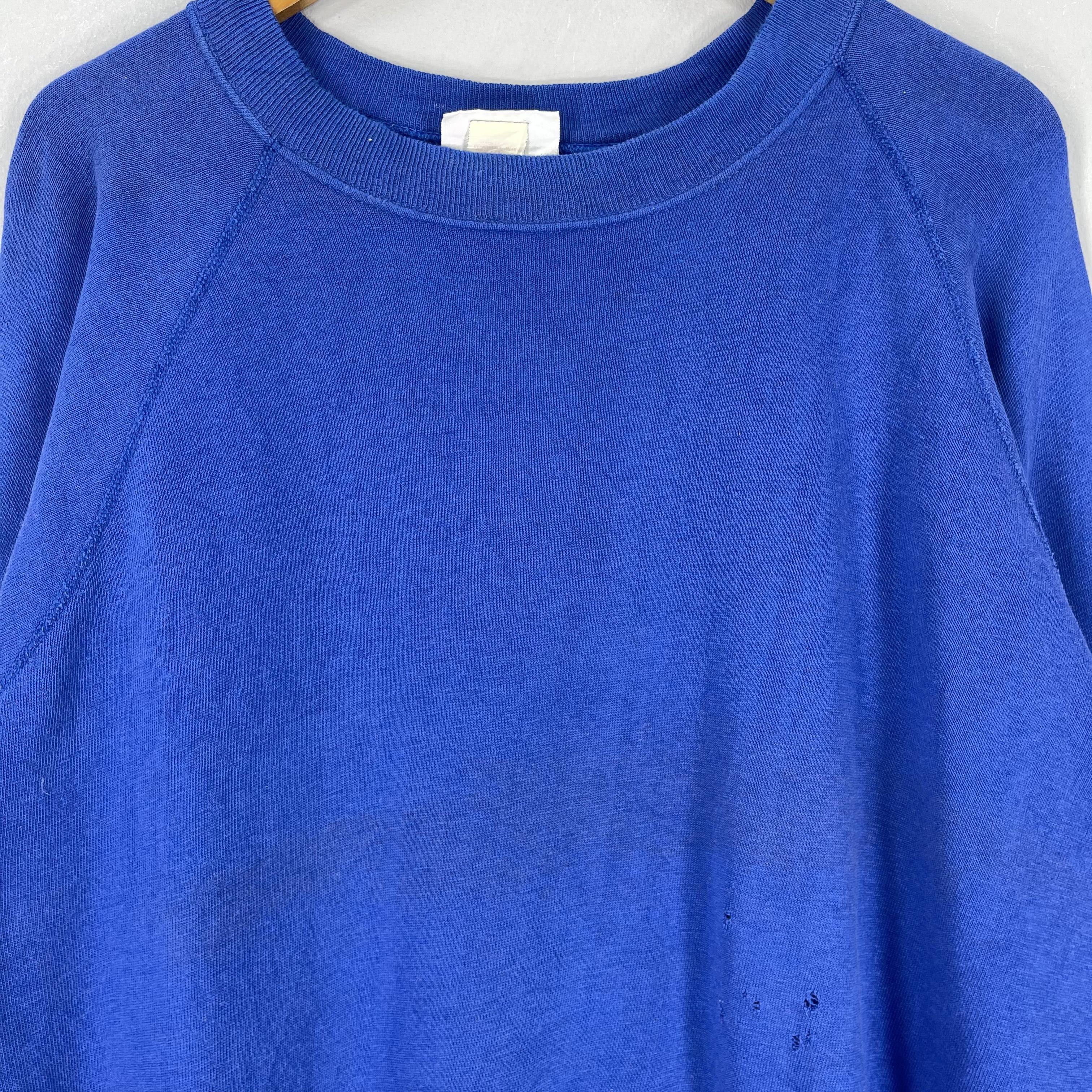 Vintage Vintage 1990s Plain Blue Sweatshirt Made In Usa Size US XXL / EU 58 / 5 - 2 Thumbnail