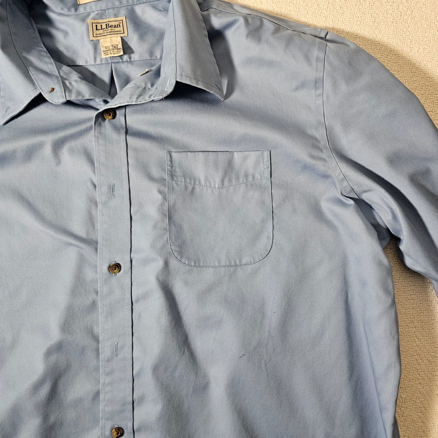 Vintage L.L. Bean Button-Up Shirt Mens 2XLT Blue Long Sleeve Collared Collar-Down Wrinkle Resistant Pocket Size US XXL / EU 58 / 5 - 4 Thumbnail