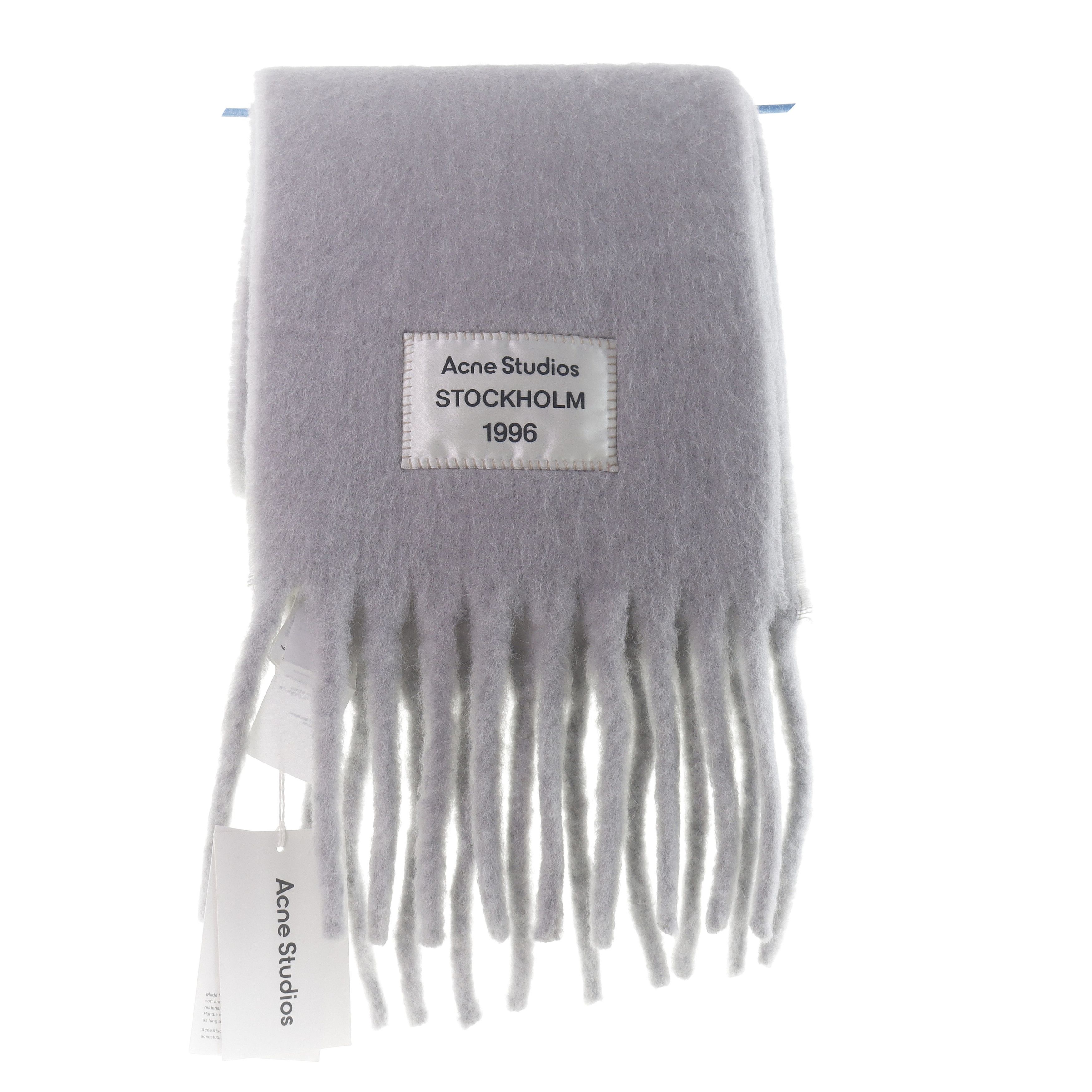 Acne Studios Logo Patch Wool Scarf One Size in Gray, Men's