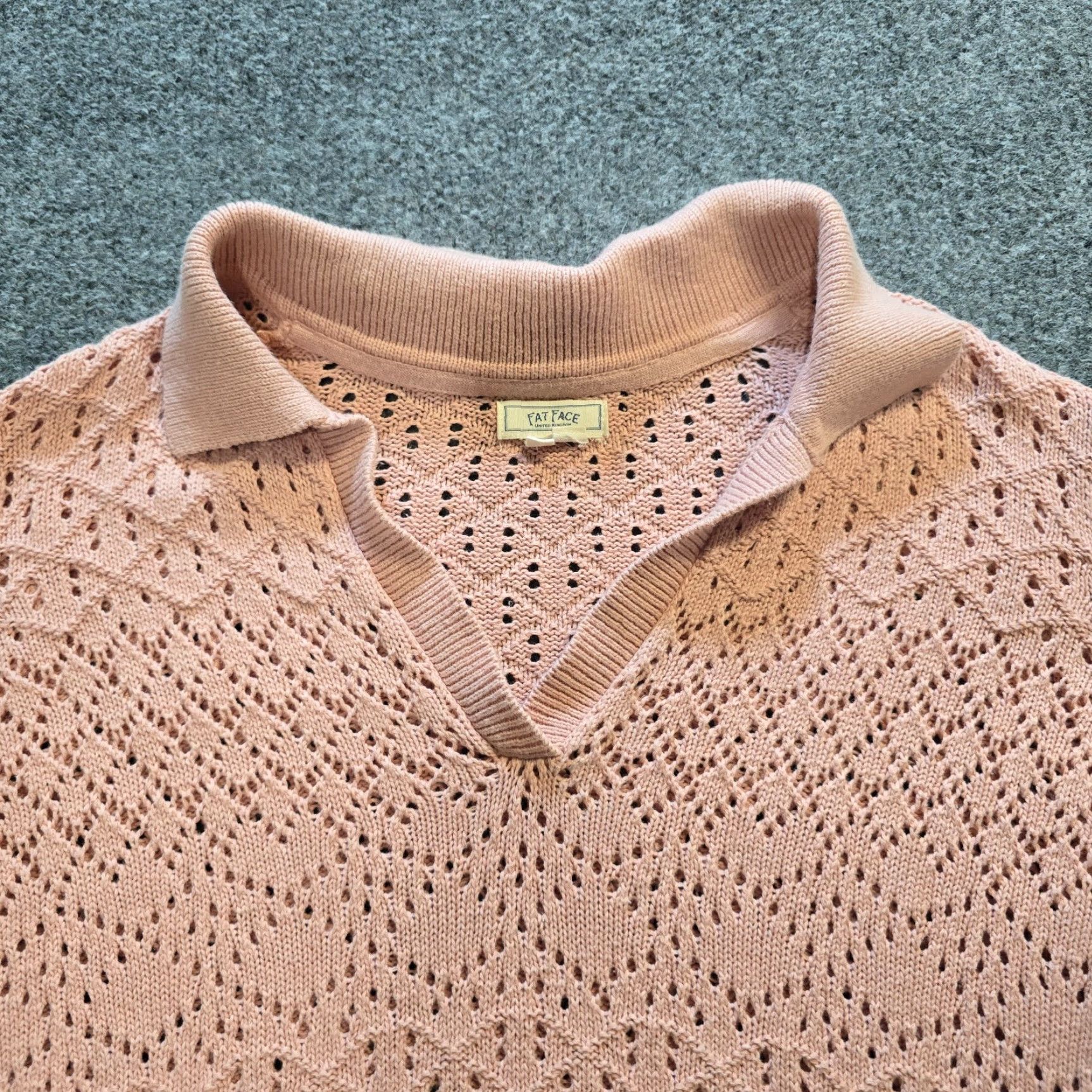 FatFace Fat Face Sweater Womens Size 10 Pink Crochet Knit Long Sleeve Cottage Casual Shirt Pullover Womens Knitted Lightweight V-Neck Knitwear Size L / US 10 / IT 46 - 2 Thumbnail