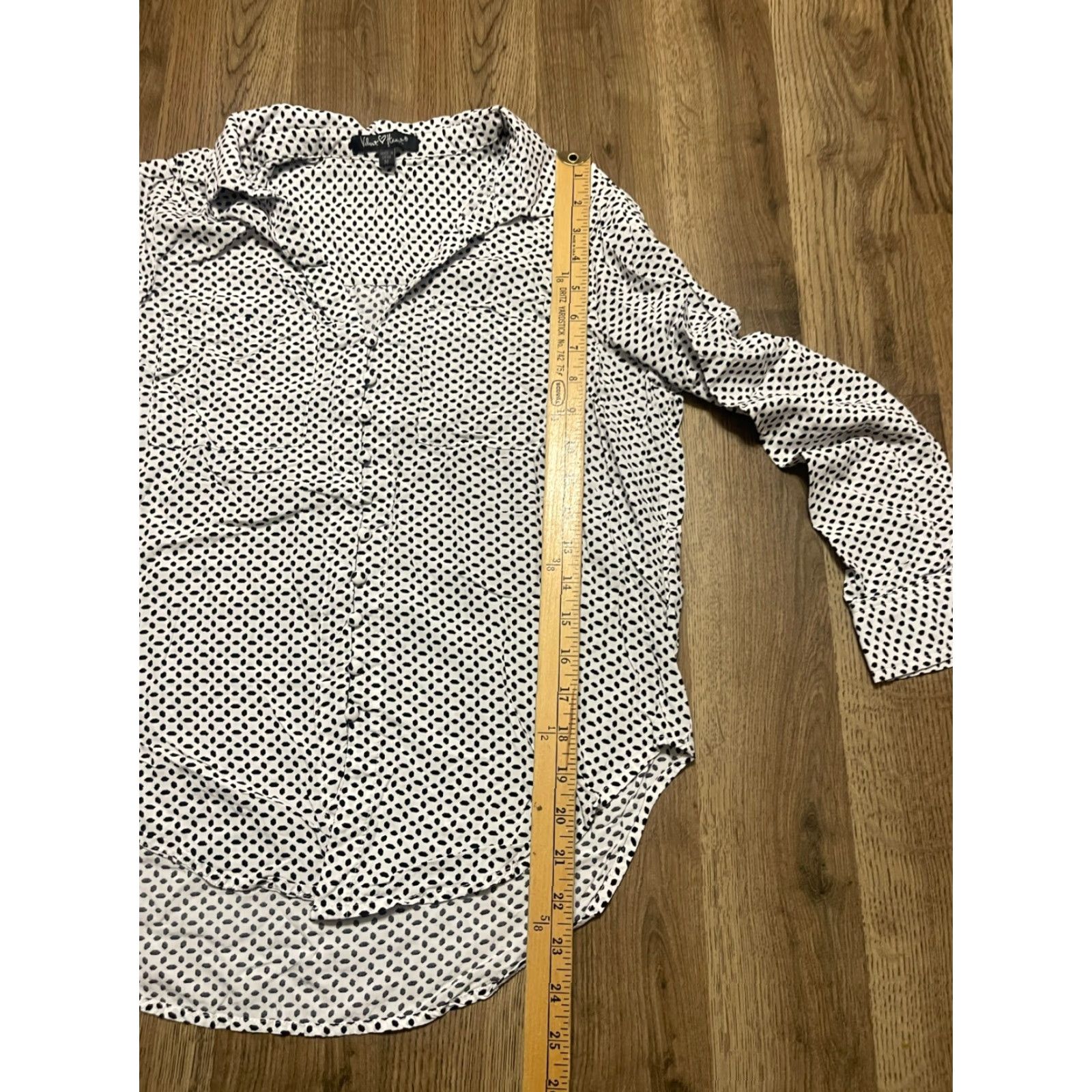 Velvet Velvet Heart Shirt Womens Medium Black White Polka Dots Long Sleeve Button Up"} Size M / US 6-8 / IT 42-44 - 7 Thumbnail