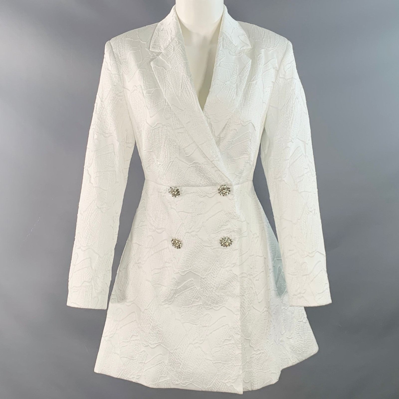 ROTATE Size M White Polyester Blend Jacquard Double Breasted Jacket Size M / US 6-8 / IT 42-44 - 1 Thumbnail