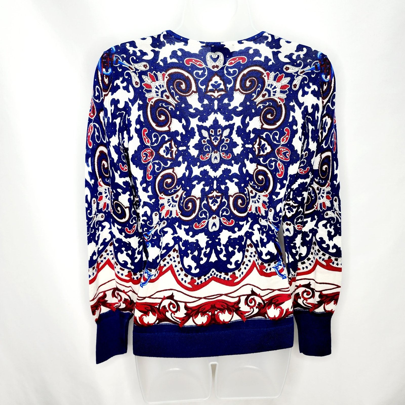 Other Talbots Pure Merino Wool Blue & Red Paisley Sweater XS NEW Size XS / US 0-2 / IT 36-38 - 2 Thumbnail
