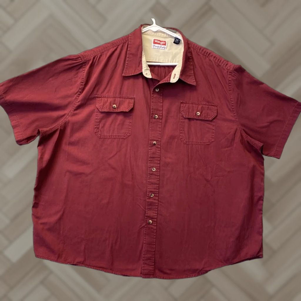 Wrangler Wrangler Shirt 3XL Red Button Up Short Sleeve Casual Rockabilly Mens Size US XXL / EU 58 / 5 - 1 Thumbnail