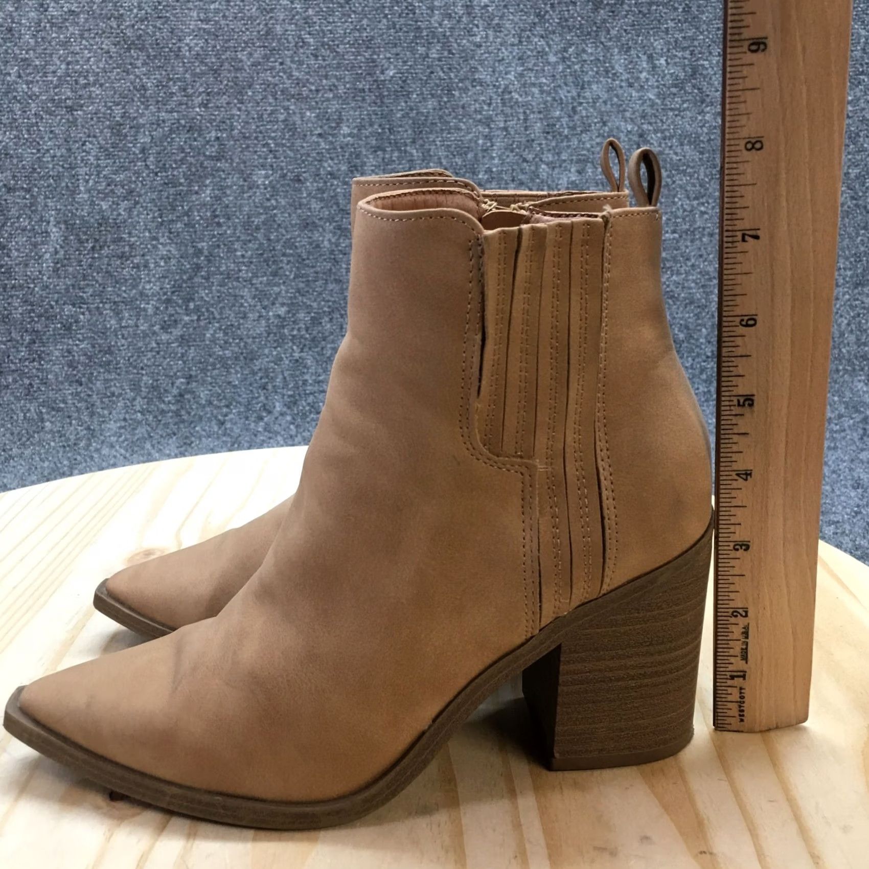 Vintage Universal Thread Boots Womens 6.5 Ankle Bootie Brown Faux Leather Block Casual Size US 7 / IT 37 - 7 Thumbnail