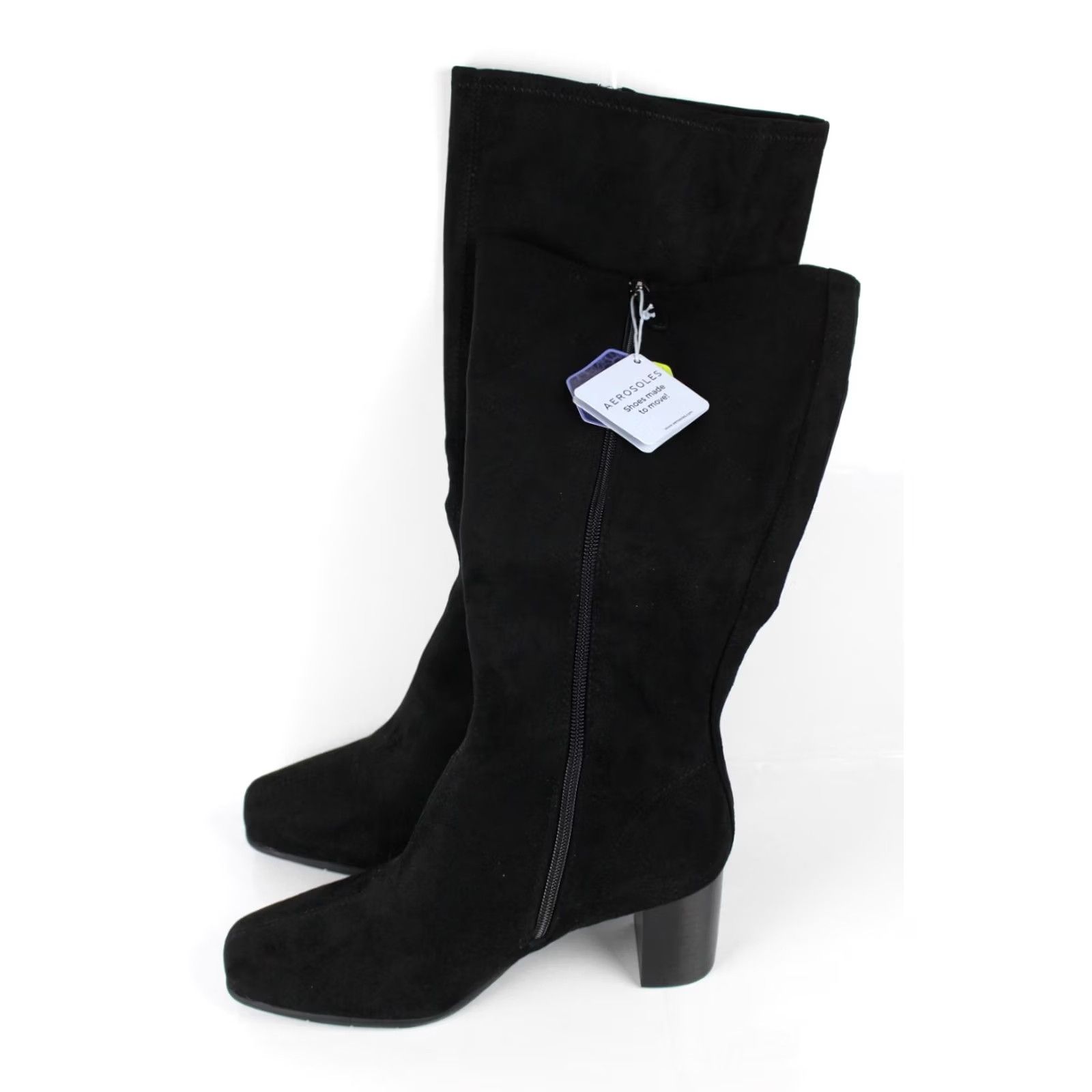 Vintage Aerosoles Women's Micah Tall Boots Size 8 WW Black Fabric Boots Size US 8 / IT 38 - 2 Thumbnail