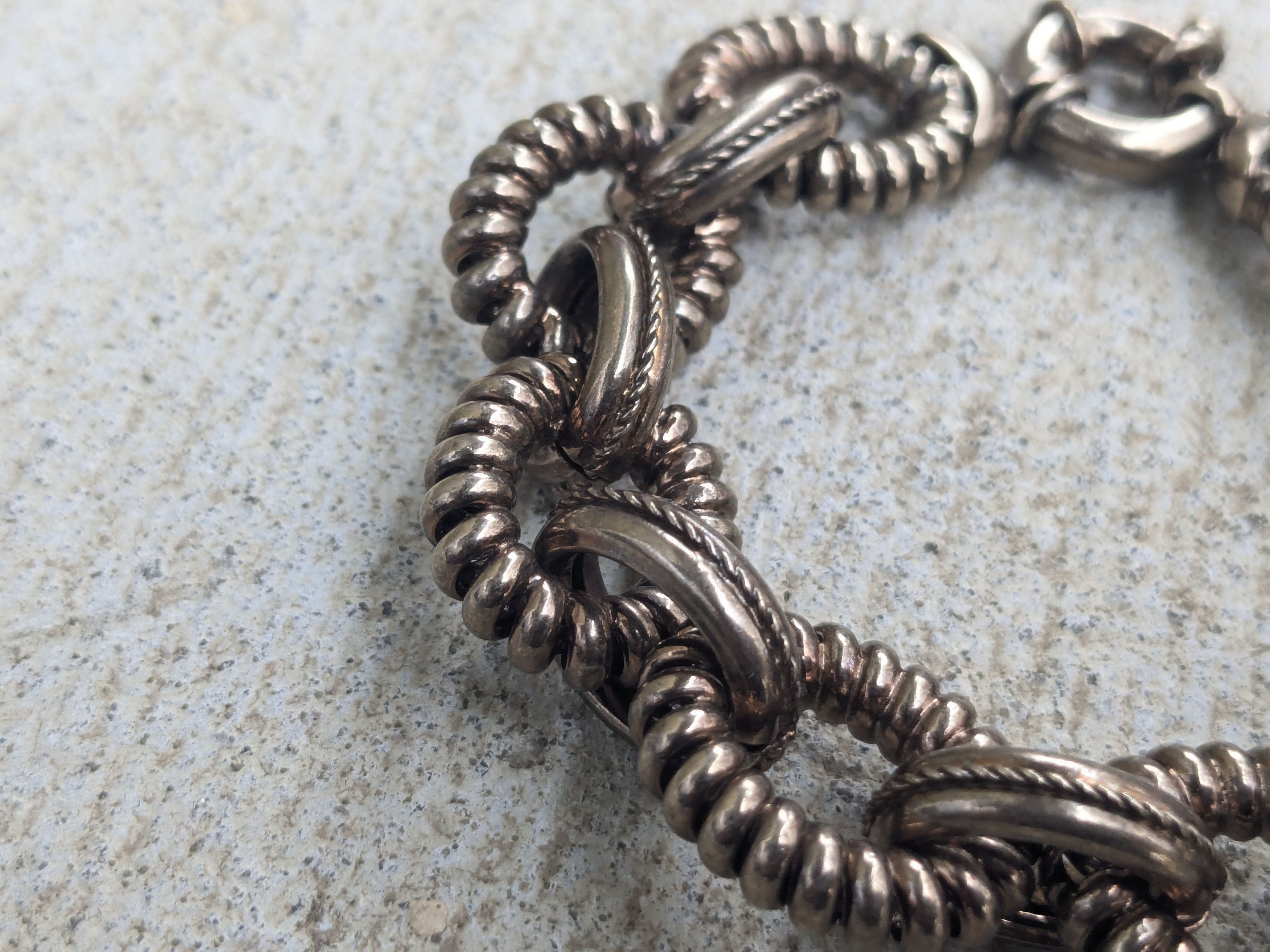 Jewelry Vintage Sterling Silver Bracelet Oval Thick Chunky 7.75 Size ONE SIZE - 4 Thumbnail