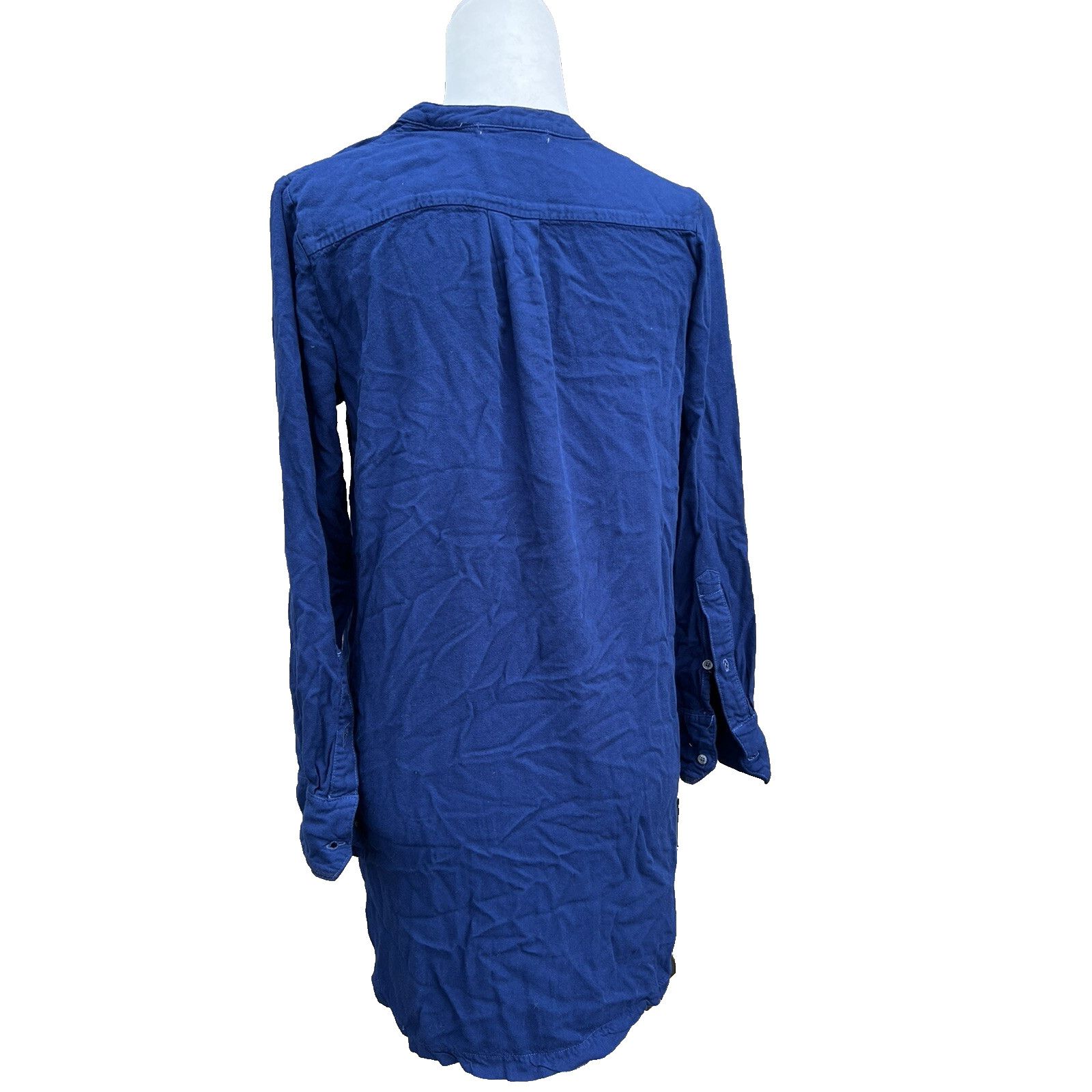 threeASFOUR Three dots women long top navy v neck work size M A001214 Size M / US 6-8 / IT 42-44 - 5 Thumbnail