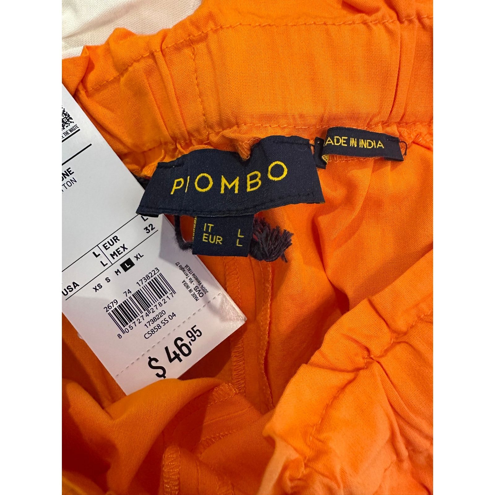 PIOMBO Piombo Drawstring Cotton Shorts with Pockets Orange size L Size 32" / US 10 / IT 46 - 14 Thumbnail