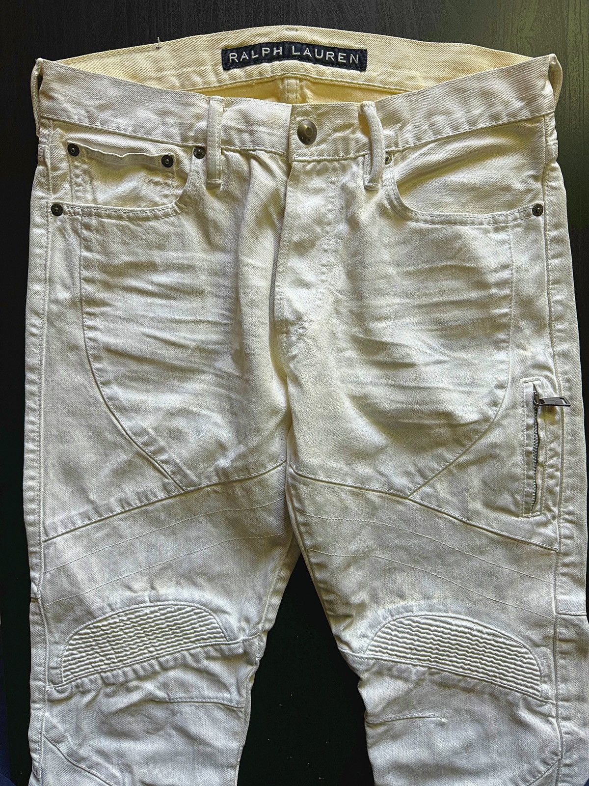 image of Ralph Laurent Black Label Moto Pant in White, Men's (Size 30)