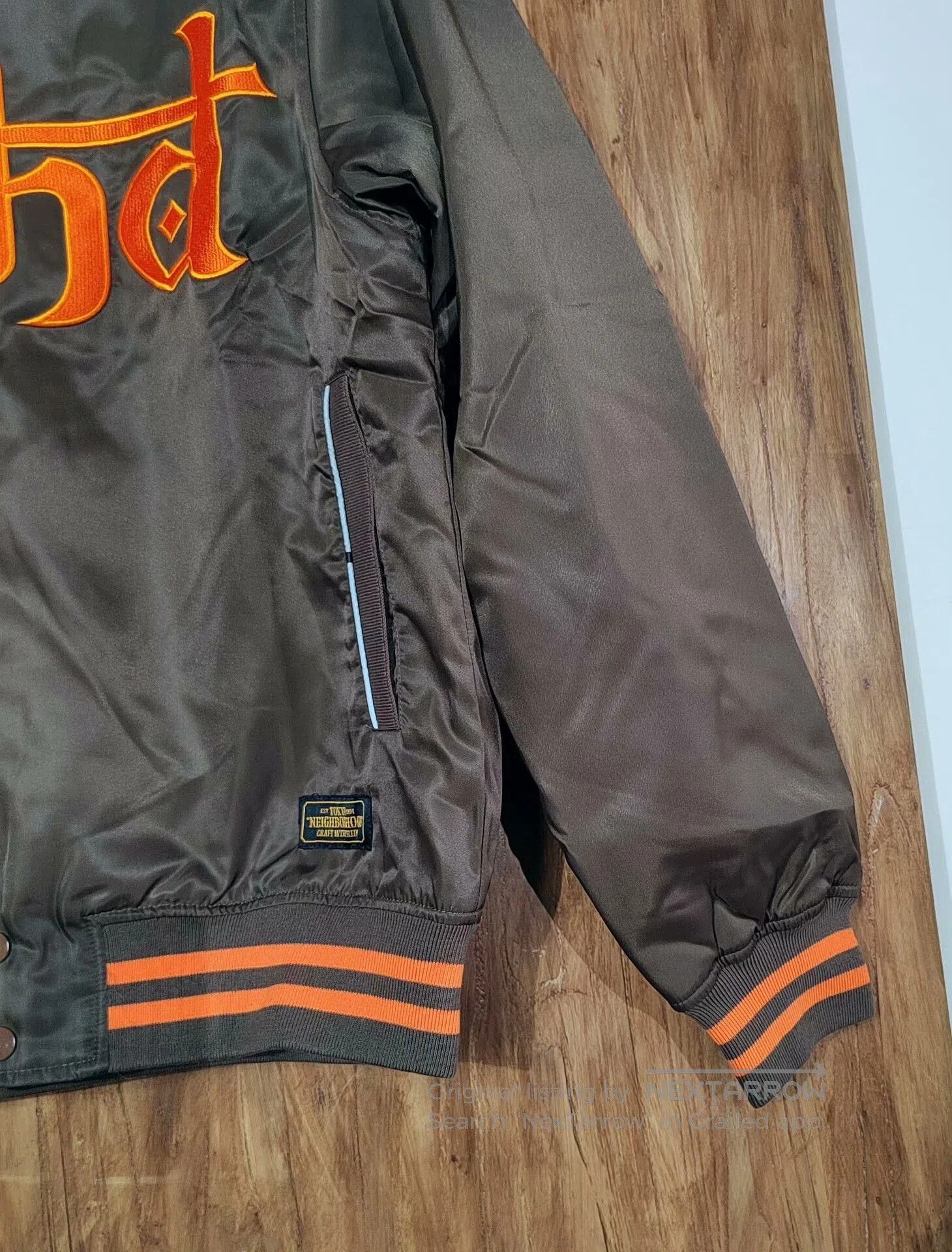 Neighborhood Baseball Jacket in Brown.